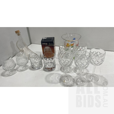 Assorted Glassware, Including Whisky Glasses and Wine Glasses
