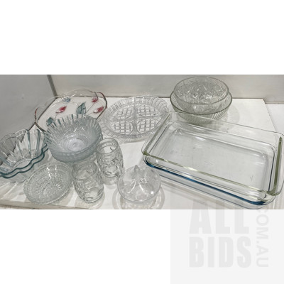 Assorted Glassware, Including Baking Dishes and Fruit Bowls