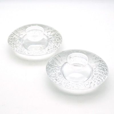Pair of Orrefors Discus Votive Candle Holders
