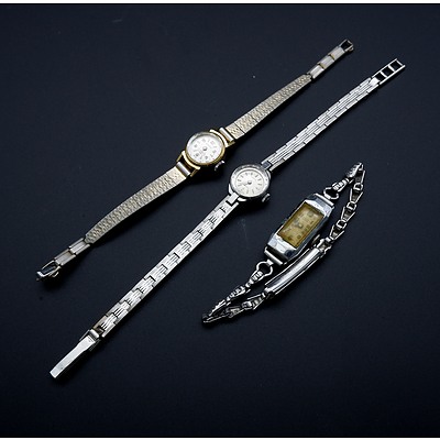 Three Vintage Ladies Wrist Watches,  Lauris 14 Jewel, Invicta 17 Jewel and White Star