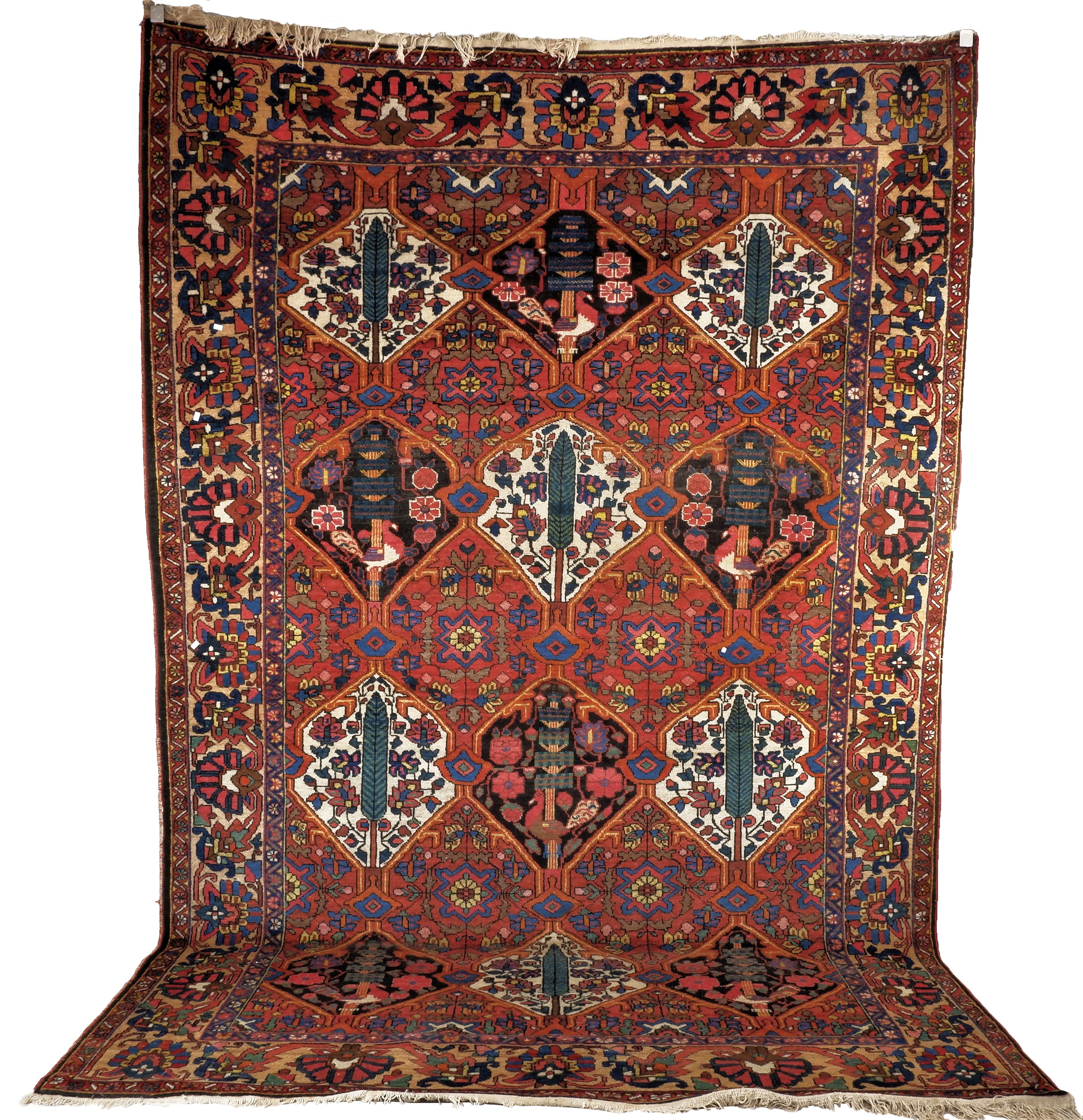 'Antique Persian Bakhtiari Hand Woven Wool Pile Rug'
