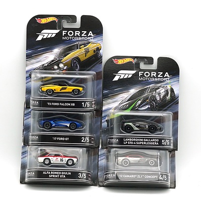 2016 Hot Wheels Forza Motorsport Full Set of Five Cars