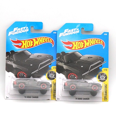 Two Hot Wheels Experimotots Fast and Furious 70 Dodge Charger Models