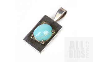 Sterling Silver Pendant with Turquoise Cabochon