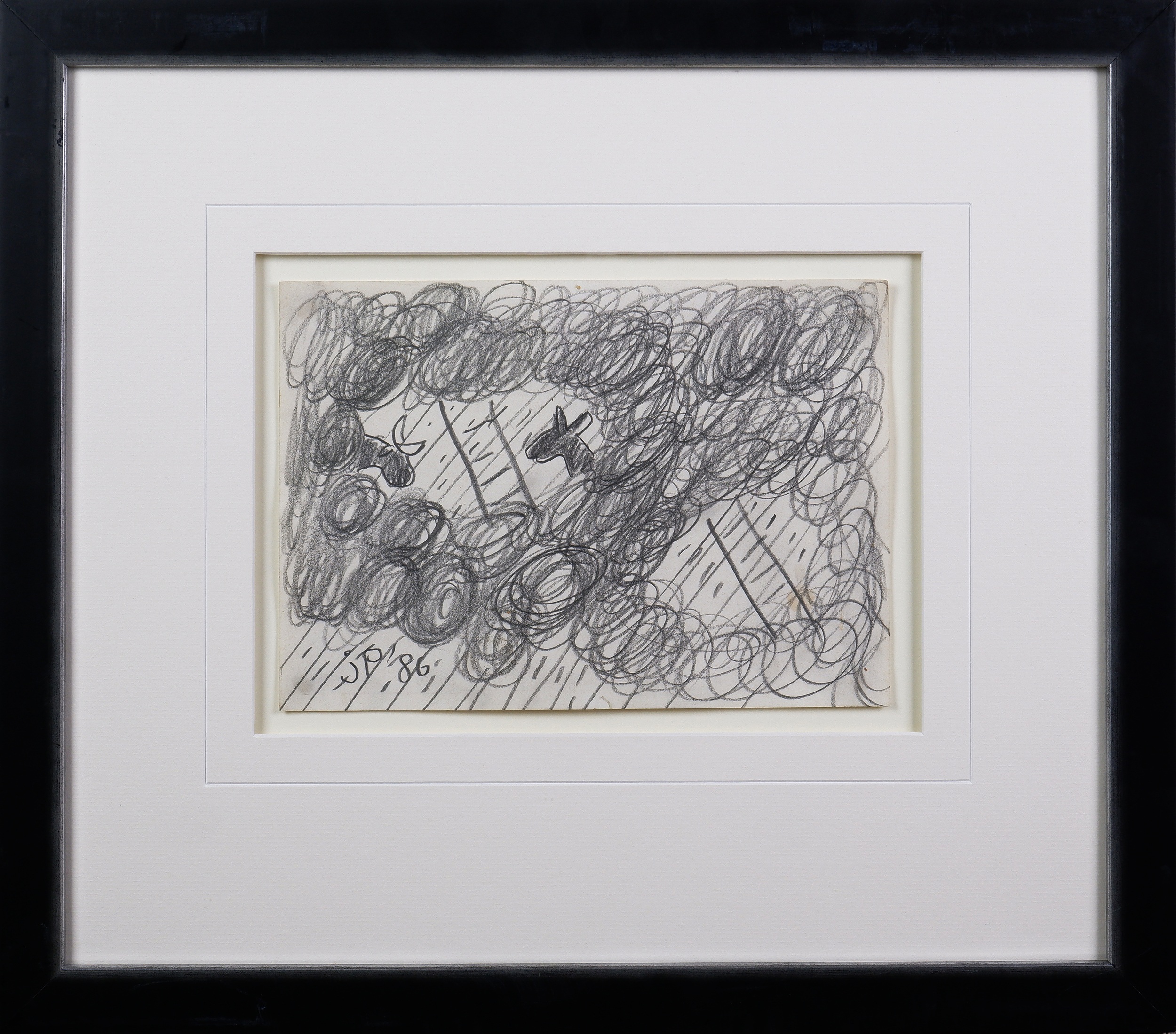 'John Perceval (1923-2000), Horses and Ladders, Pencil, 17 x 25 cm'