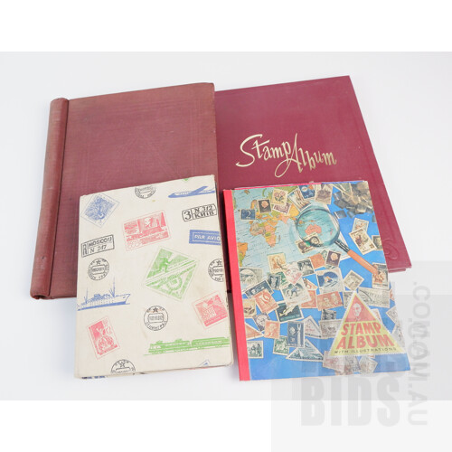 4 Vintage Stamp Albums with Australian and International Stamps