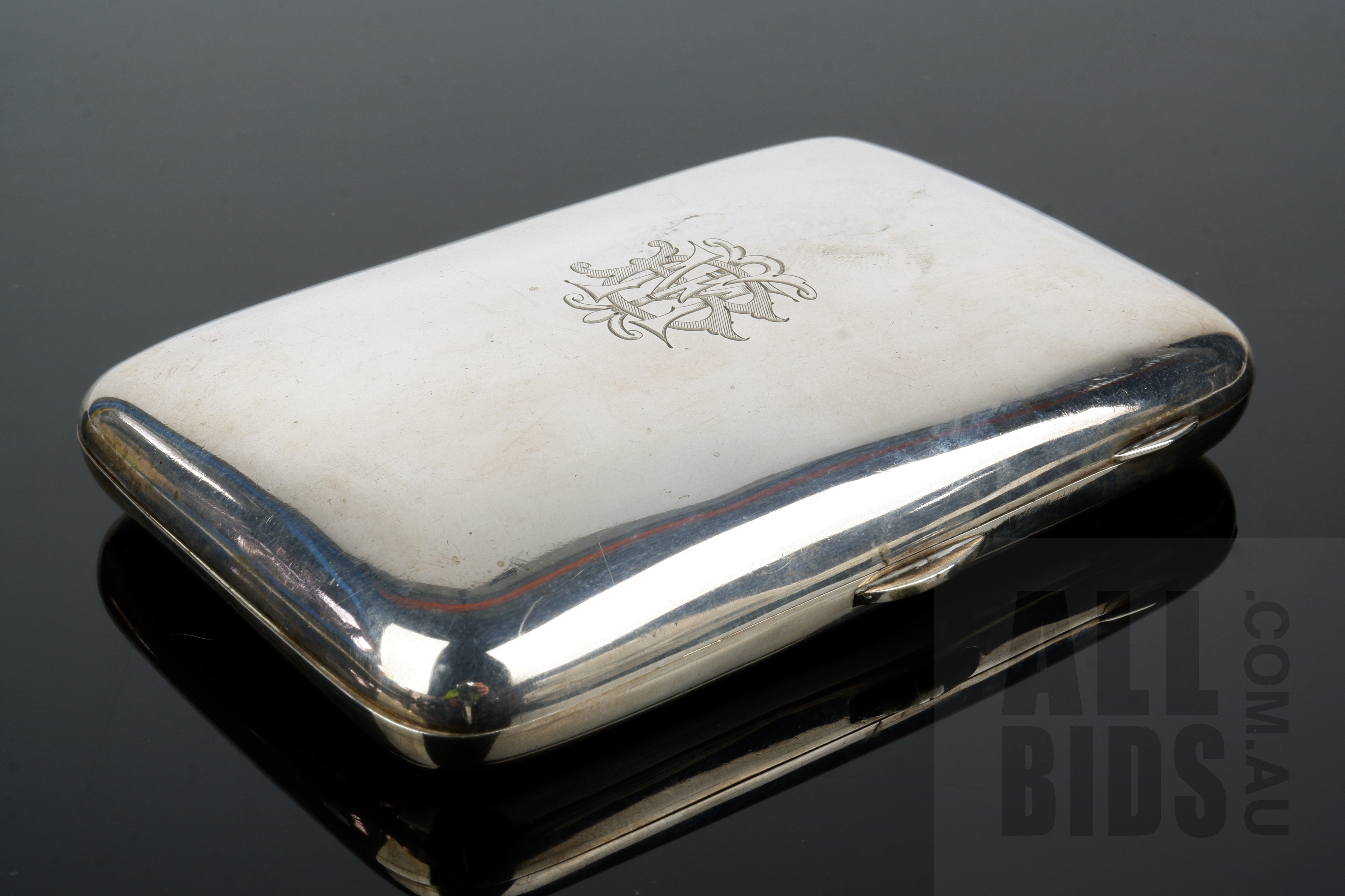 'Edwardian Sterling Silver Cigarette Case with Gilt Interior, Stokes & Ireland Ltd Chester 1903, 194g'