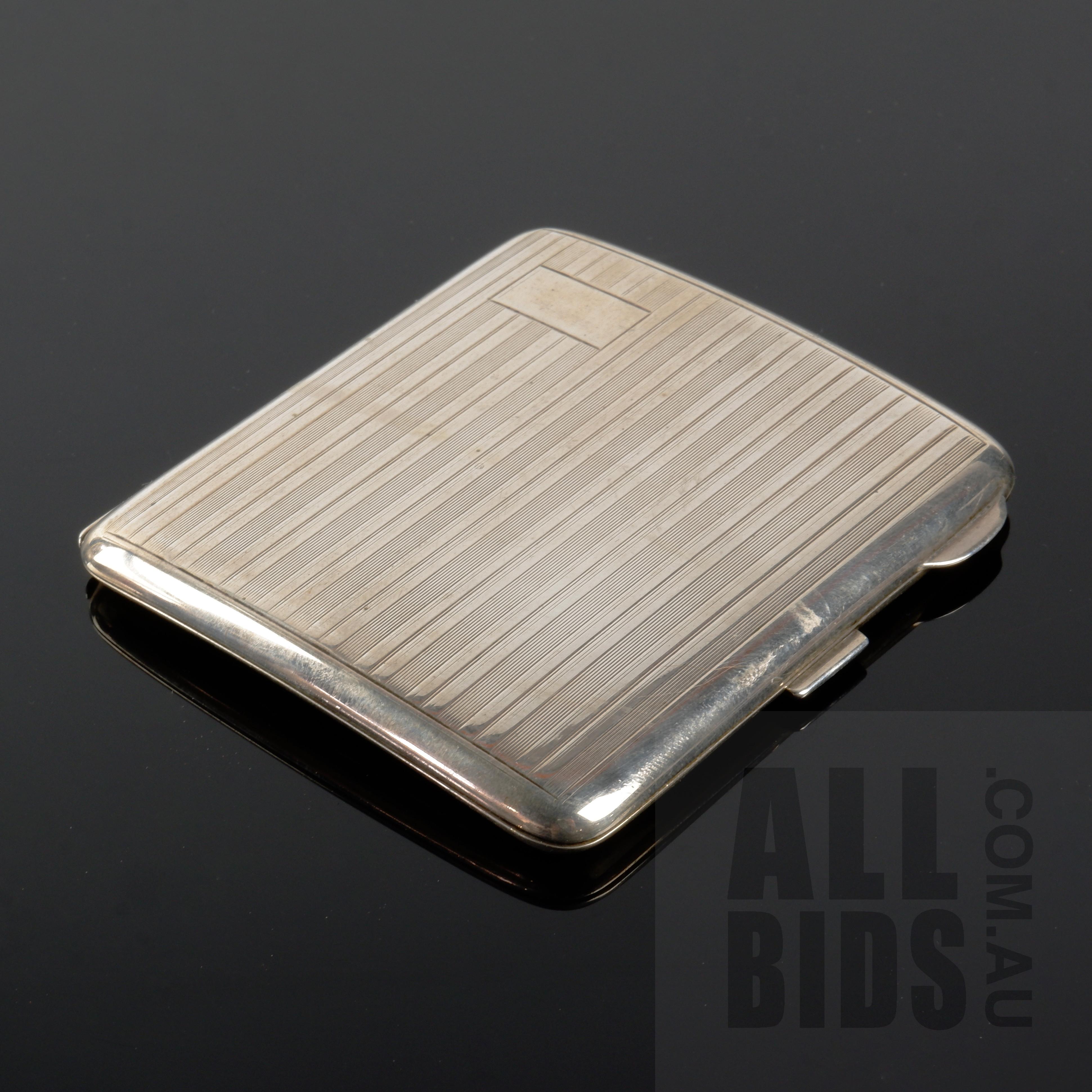 'Australian Sterling Silver Cigarette Case with Engine Turned Decoration and Gilt Interior, Stamped Proud Sterling, 80g'