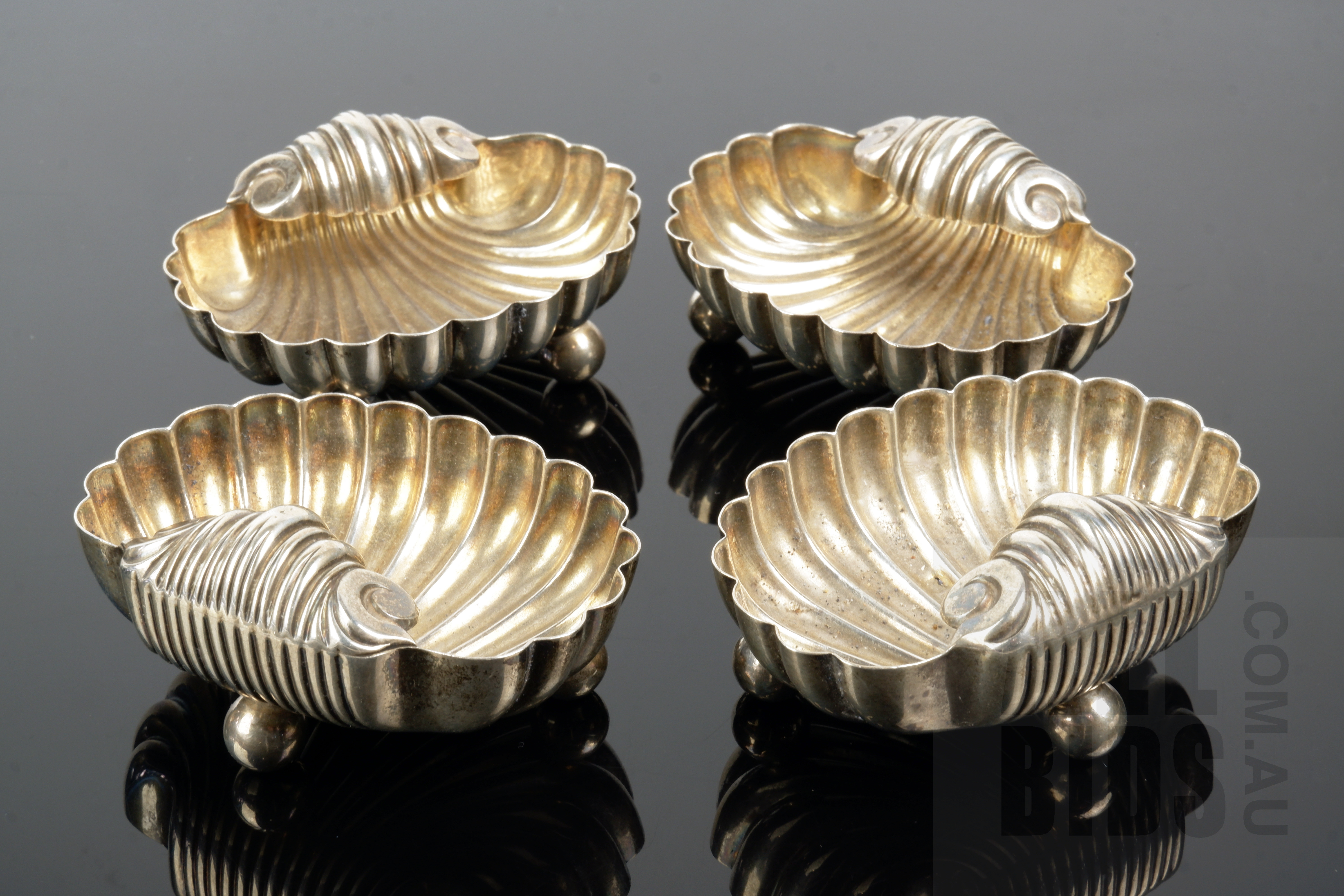 'Four Victorian Sterling Silver Shell Shaped Small Dishes, Birmingham 1893, 102g Total'