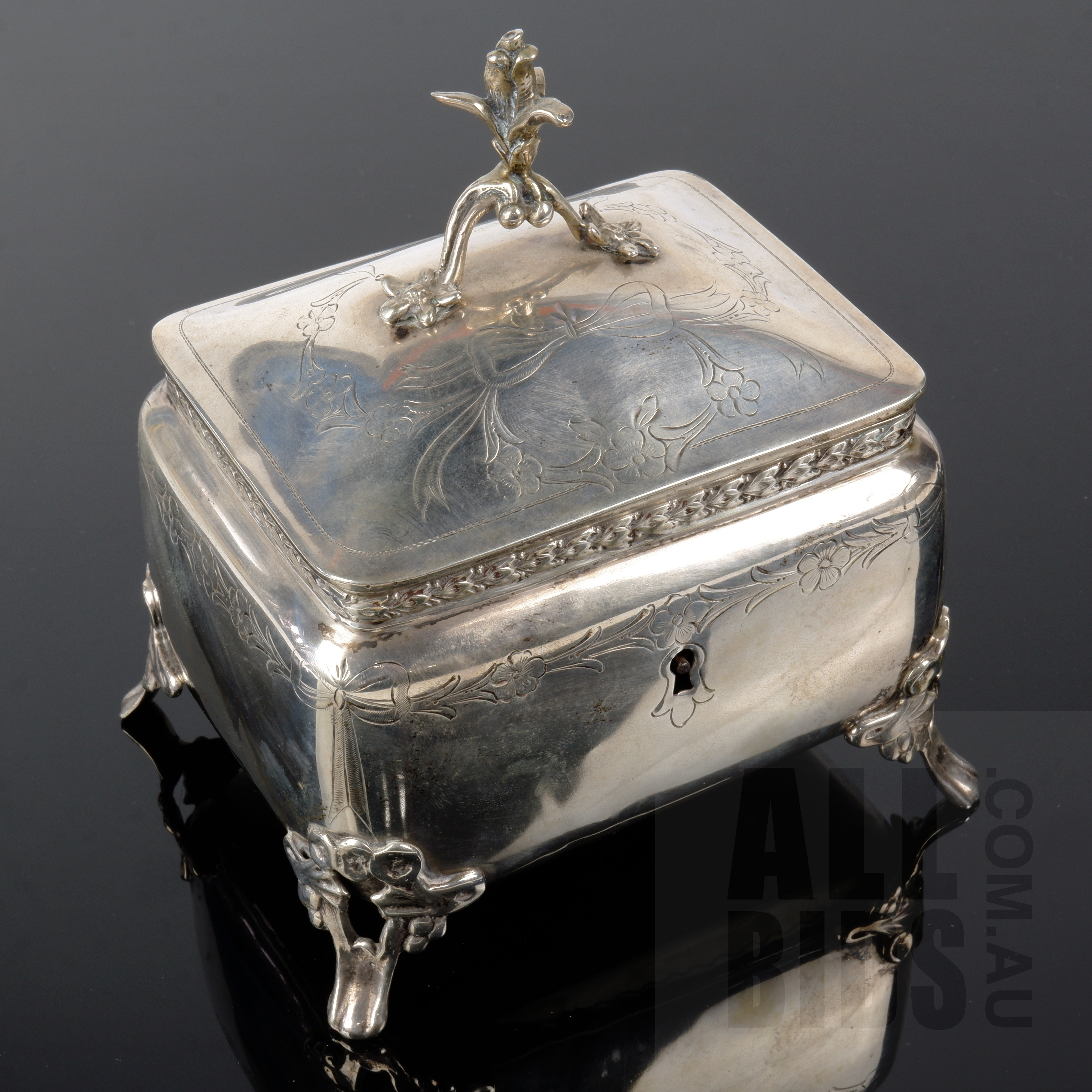 'Austrian .750 Standard Silver Jewellery Casket, 19th Century, 480g'