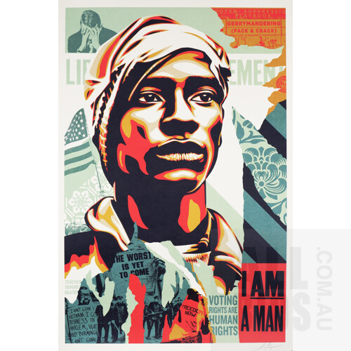 Shepard Fairey (born 1970, American), I Am a Man, Archival Ink Print, 86 x 56 cm (image size)