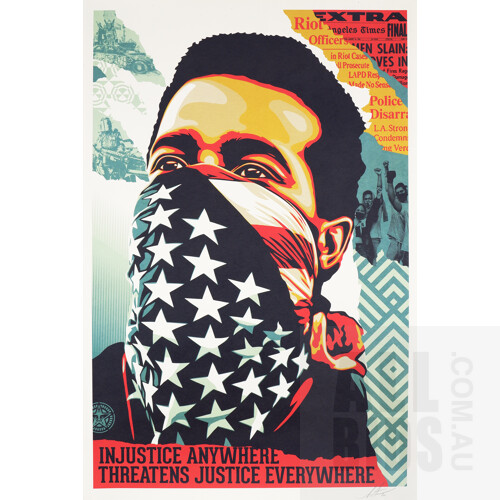 Shepard Fairey (born 1970, American), Injustice Anywhere Threatens Justice Anywhere, Archival Ink Print, 86 x 56 cm (image size)