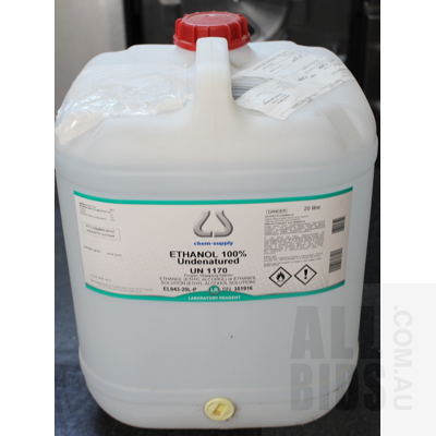 Chem Supply Undenatured 100% Ethanol - 20 Litres - New