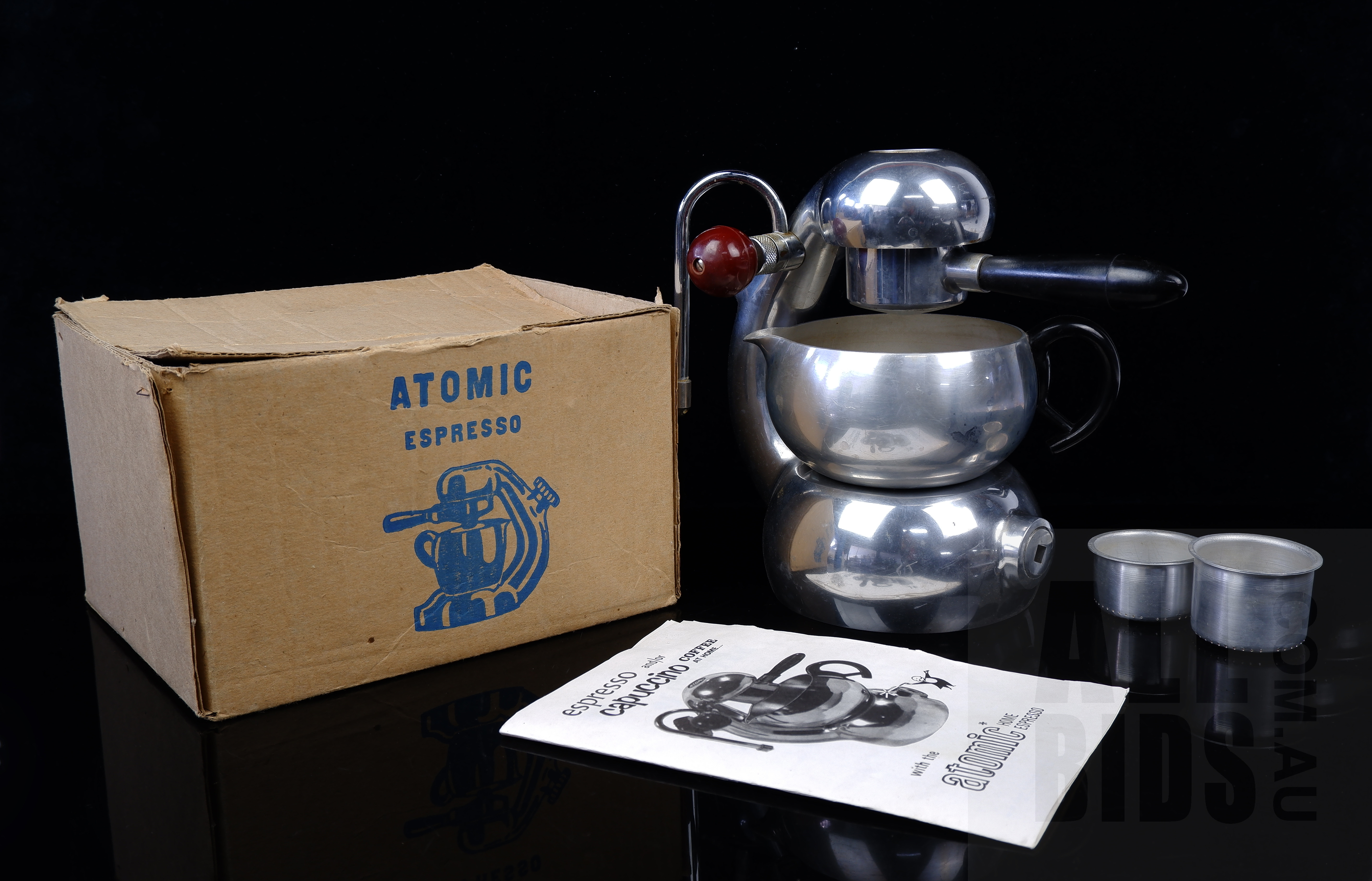 'Retro Atomic Home Espresso Machine With Original Box and Manual'