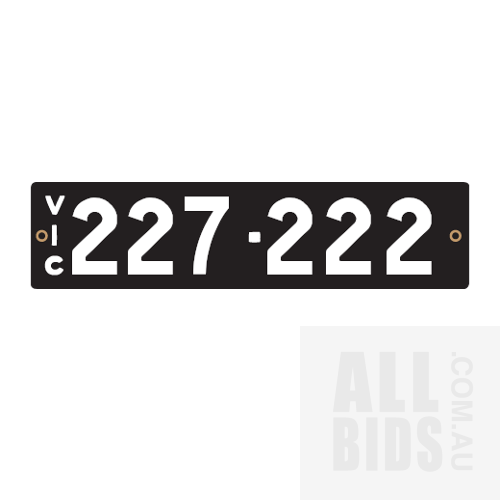 Victorian VIC 6-Digit Heritage Number Plate 227.222