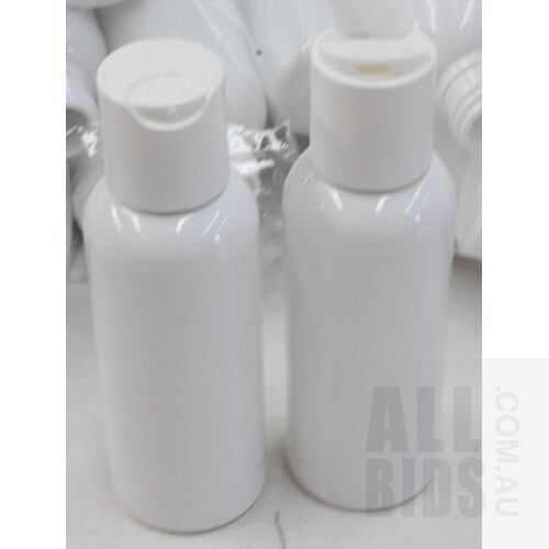 80 x New Directions 100ml Plastic Bottles and Five Acrylic Bottle Stands/Trays