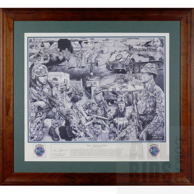 Limited Edition Ian Coate Print Timor-Build Up to Peacr Signed by Peter Cosgrove and Ian Coote