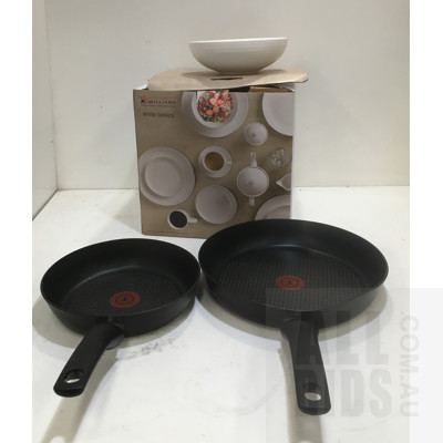 Maxwell Williams Diamonds 12 Piece Coupe Dinner Set And Tefal Chefs Frying Pans