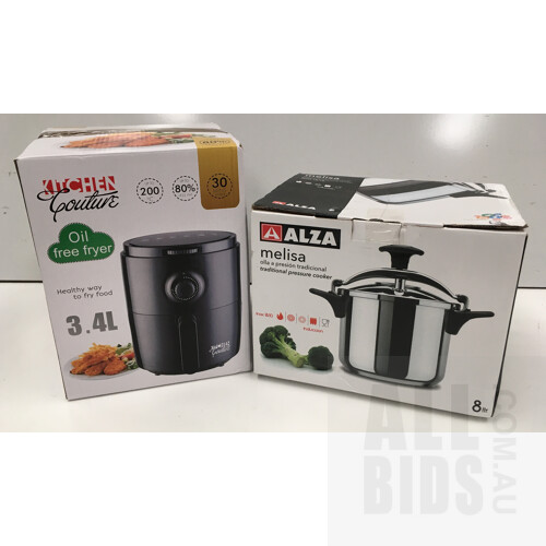 Kitchen Couture 3.4L Air Fryer And Alza Melisa Traditional Pressure Cooker 8 Liter