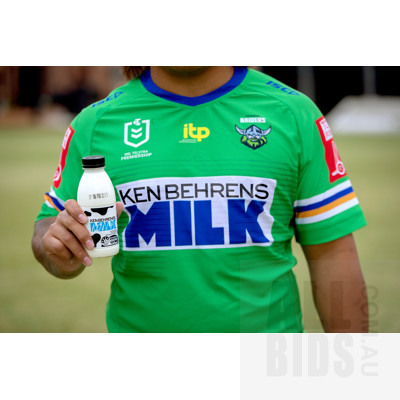 Canberra Raiders - Canberra Raiders Special Edition 'Ken Behrens Milk'  Jersey - Signed by Players & Coach Bid now at www.allbids.com.au/raiders  Money raised for headspace Canberra (Braddon) & Tuggeranong. A Huge thanks