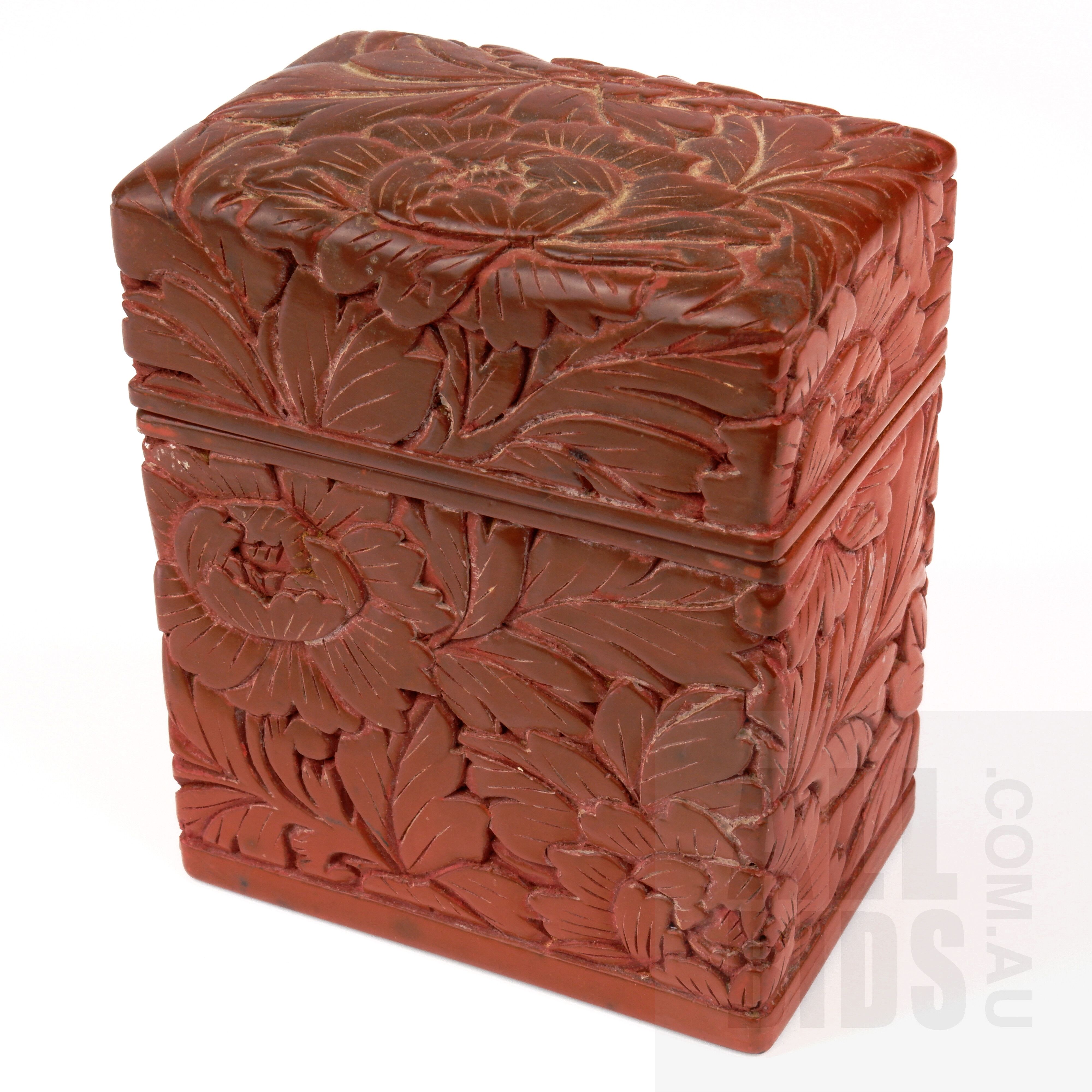 'Japanese Export Cinnabar Lacquer Playing Card Box, Early 20th Century'