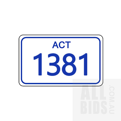 ACT Number Plate - 1381
