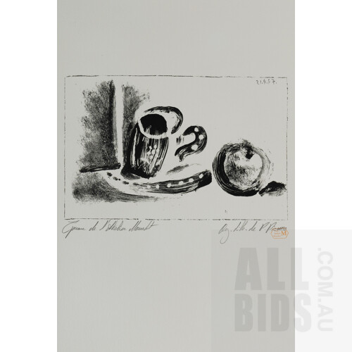 Pablo Picasso (Spanish 1881-1973), The Cup and the Apple 1947, From 'Dans l'Atelier de Picasso', Lithograph (un-numbered) 16x25cm (image)