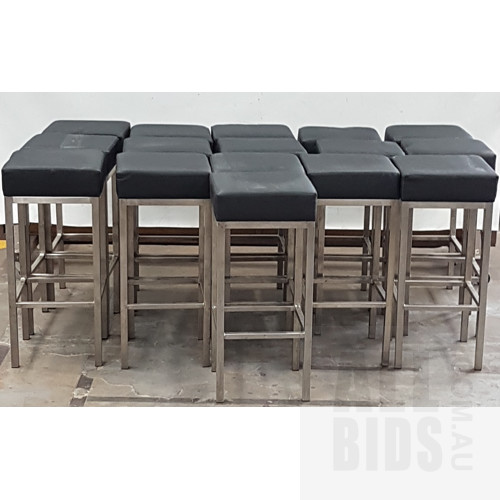Faux Leather And Stainless Steel Bar Stools - Lot Of Thirteen