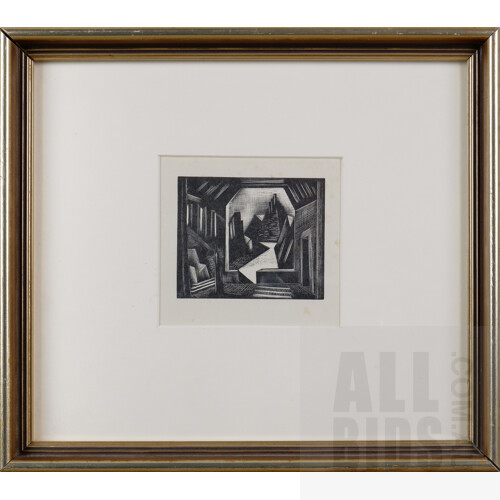 Paul Nash (1889-1946, British), Gotterdamerung 1925, Wood Engraving, 7.5 x 9 cm (image size)