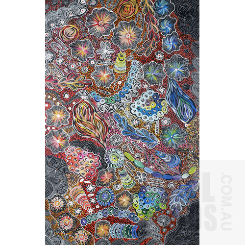 Janet Golder Kngwarreye (born 1973, Anmatyerre language group) Bush Yam Dreaming 2020, Acrylic on Canvas, 150 x 94 cm