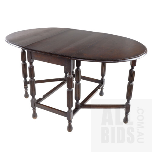 Vintage Jacobean Oak Dropside Table Circa 1920s