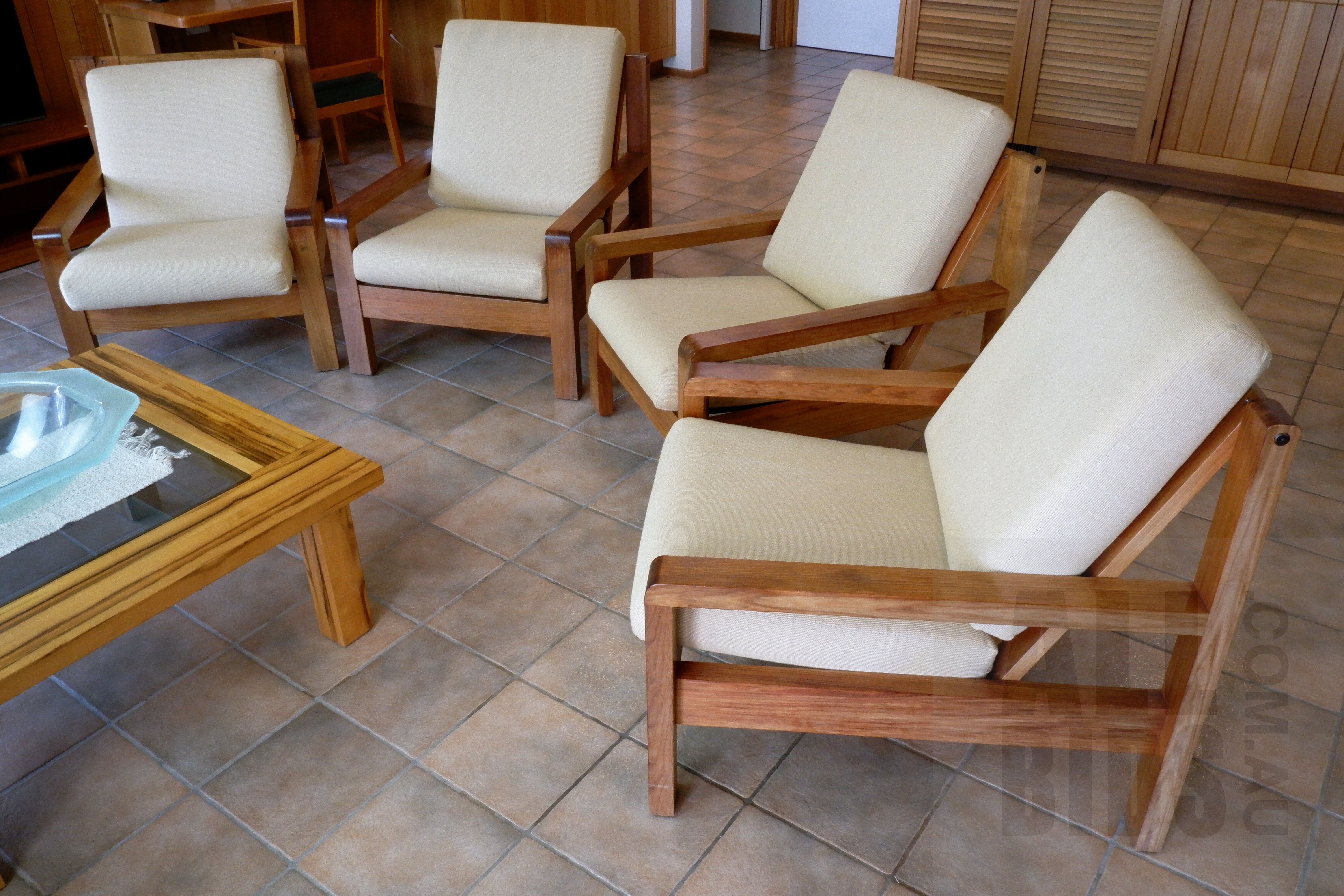 'Four Tasmanian Blackwood Armchairs Made by Pipers Truline'