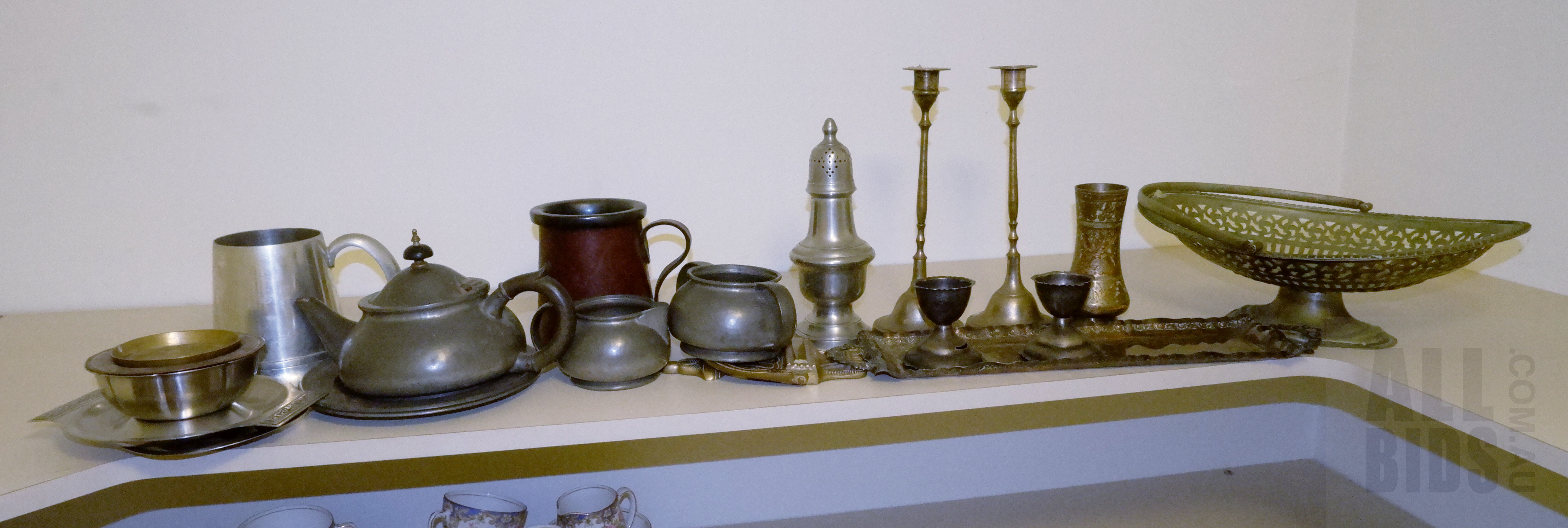 'Collection of Antique and Vintage Silver Plate, Pewter and Brass Ware'