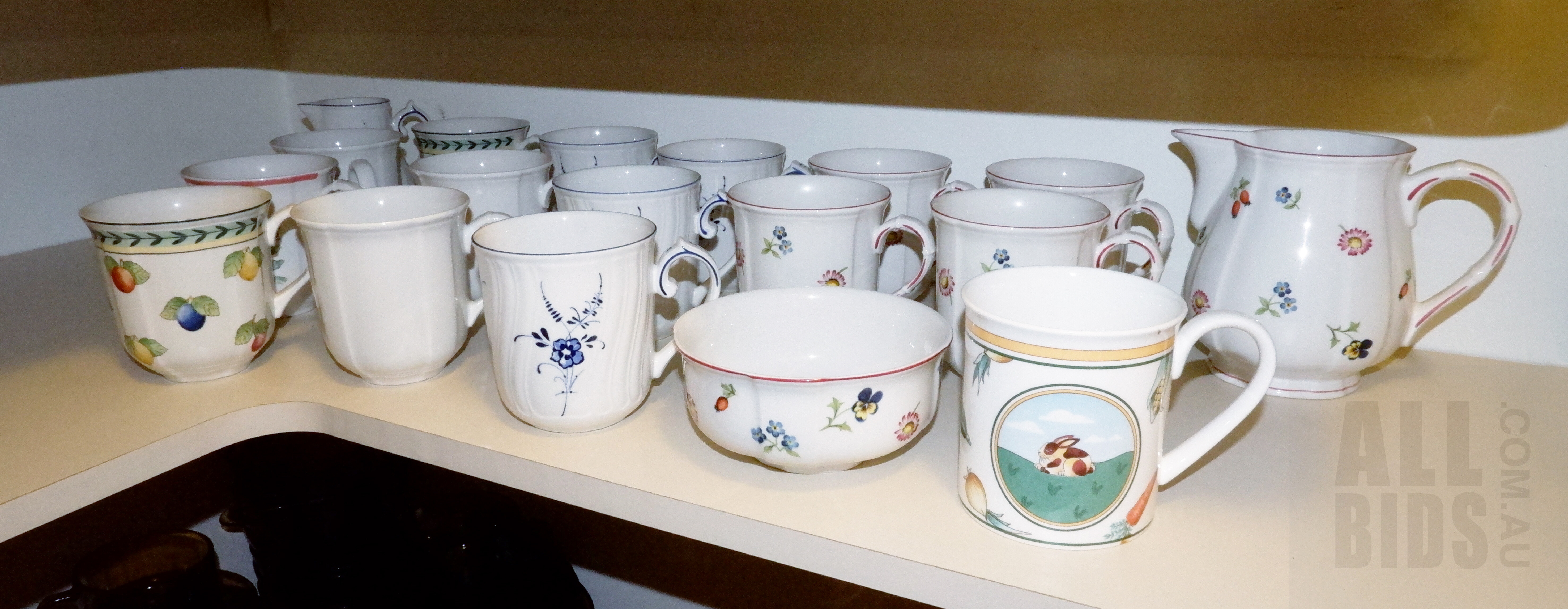 'Collection of Villeroy and Boch Mugs, Creamer Jugs and a Sugar Bowl, Including A La Ferme Les Animaux'