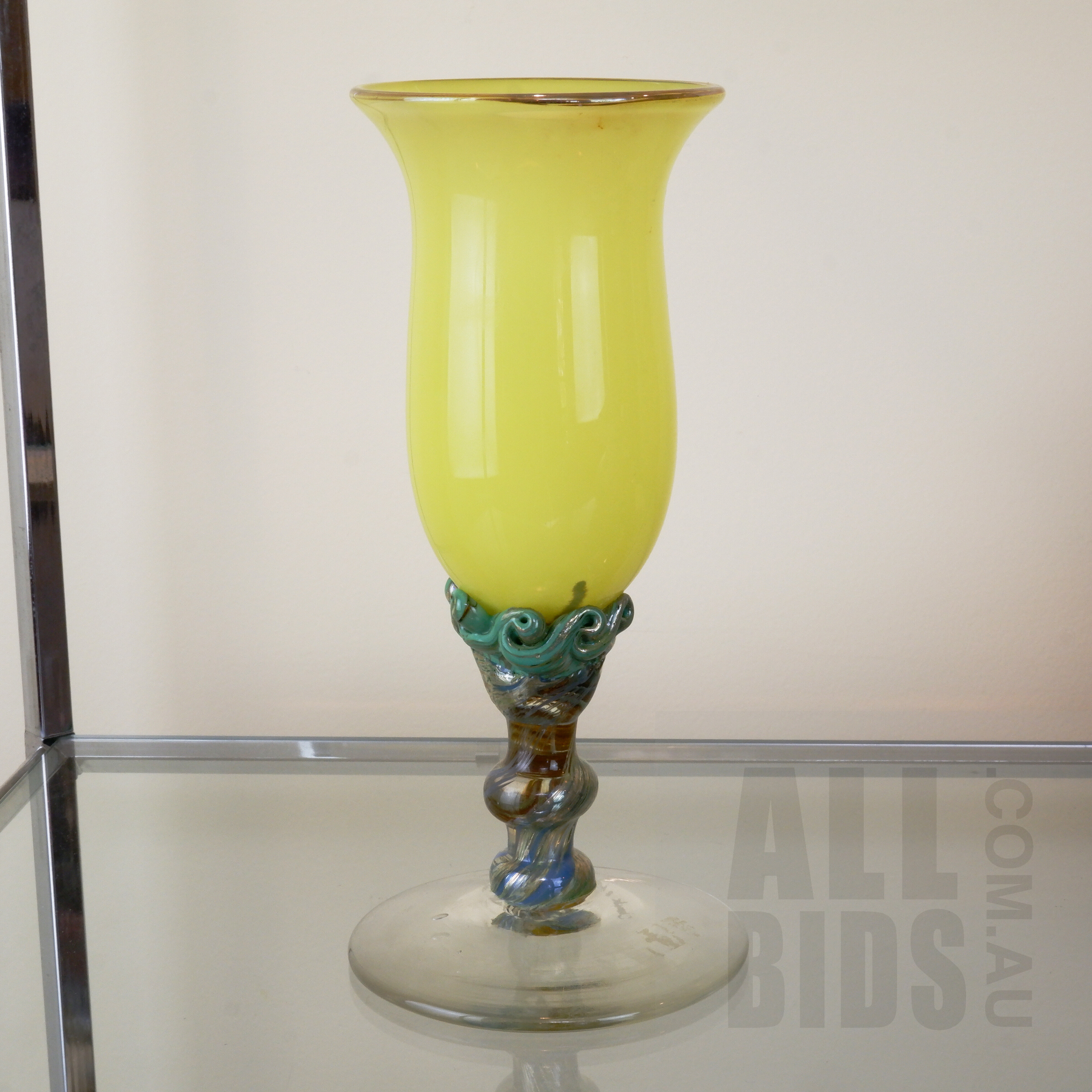 'Chuck & Lesley Simpson, Art Glass Goblet'