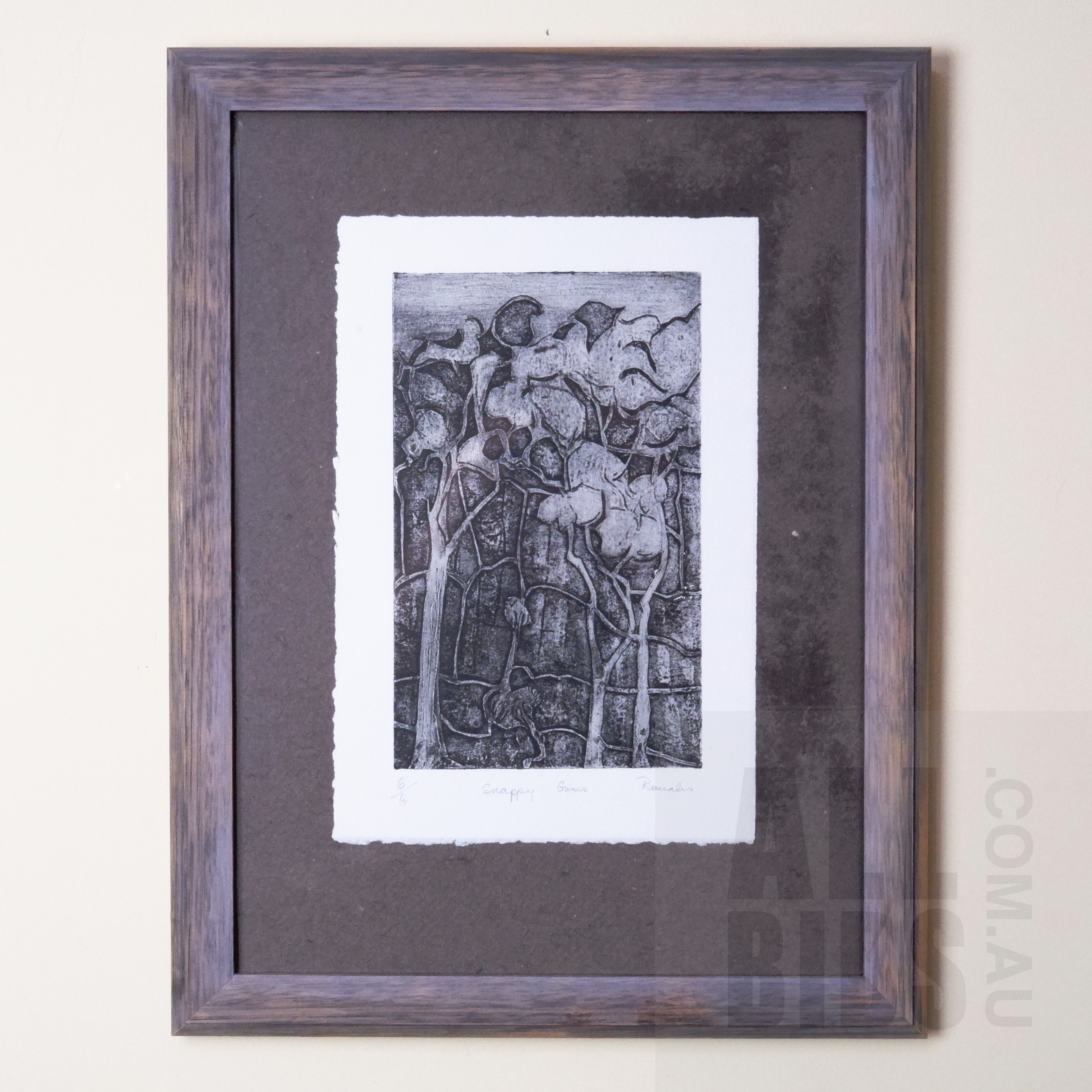 'Barbara Romalis (20th Century, Australian), Snappy Gums, Linocut, 22x 14 cm (image size)'