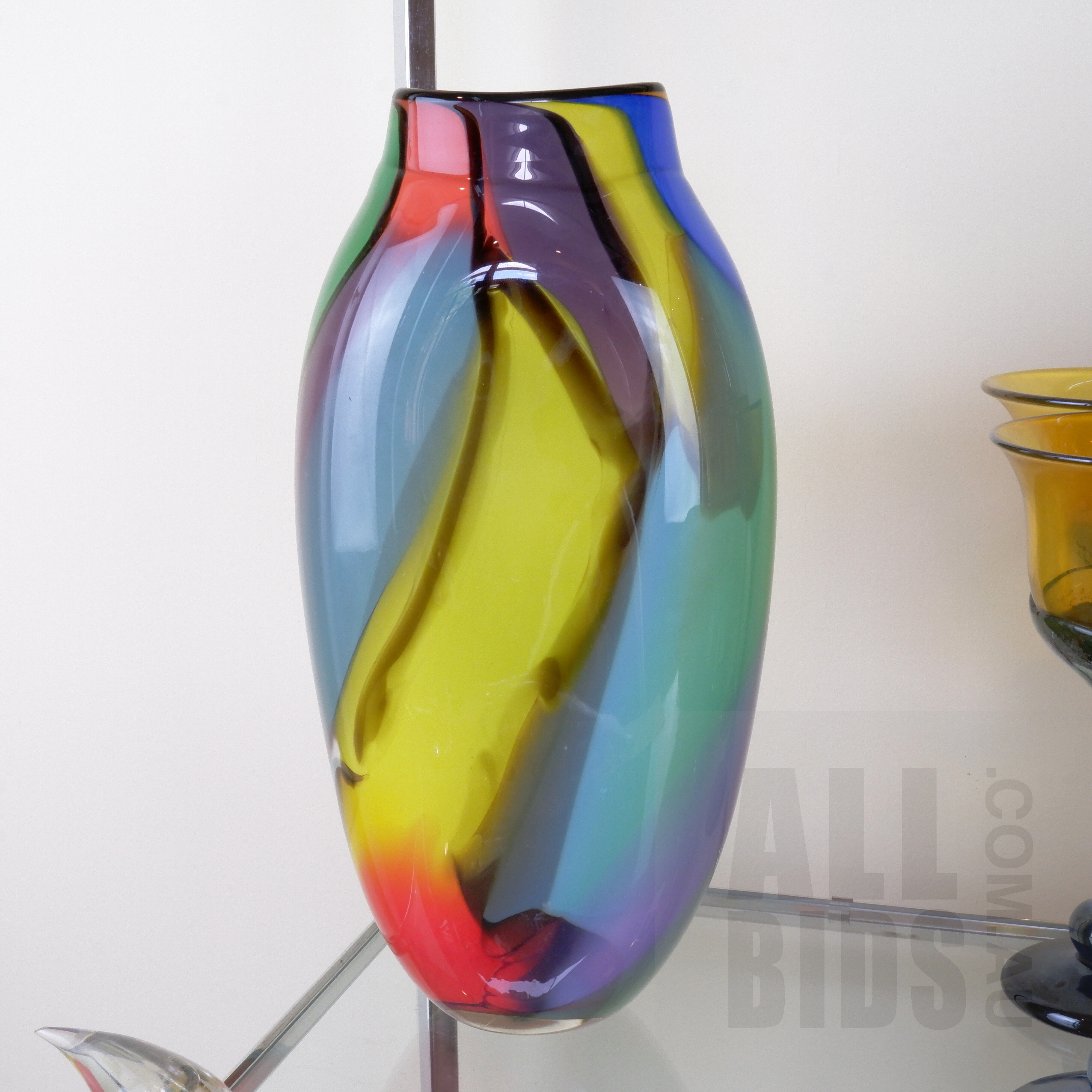 'Maureen Williams (1952) Multi Coloured Glass Vase 1991'