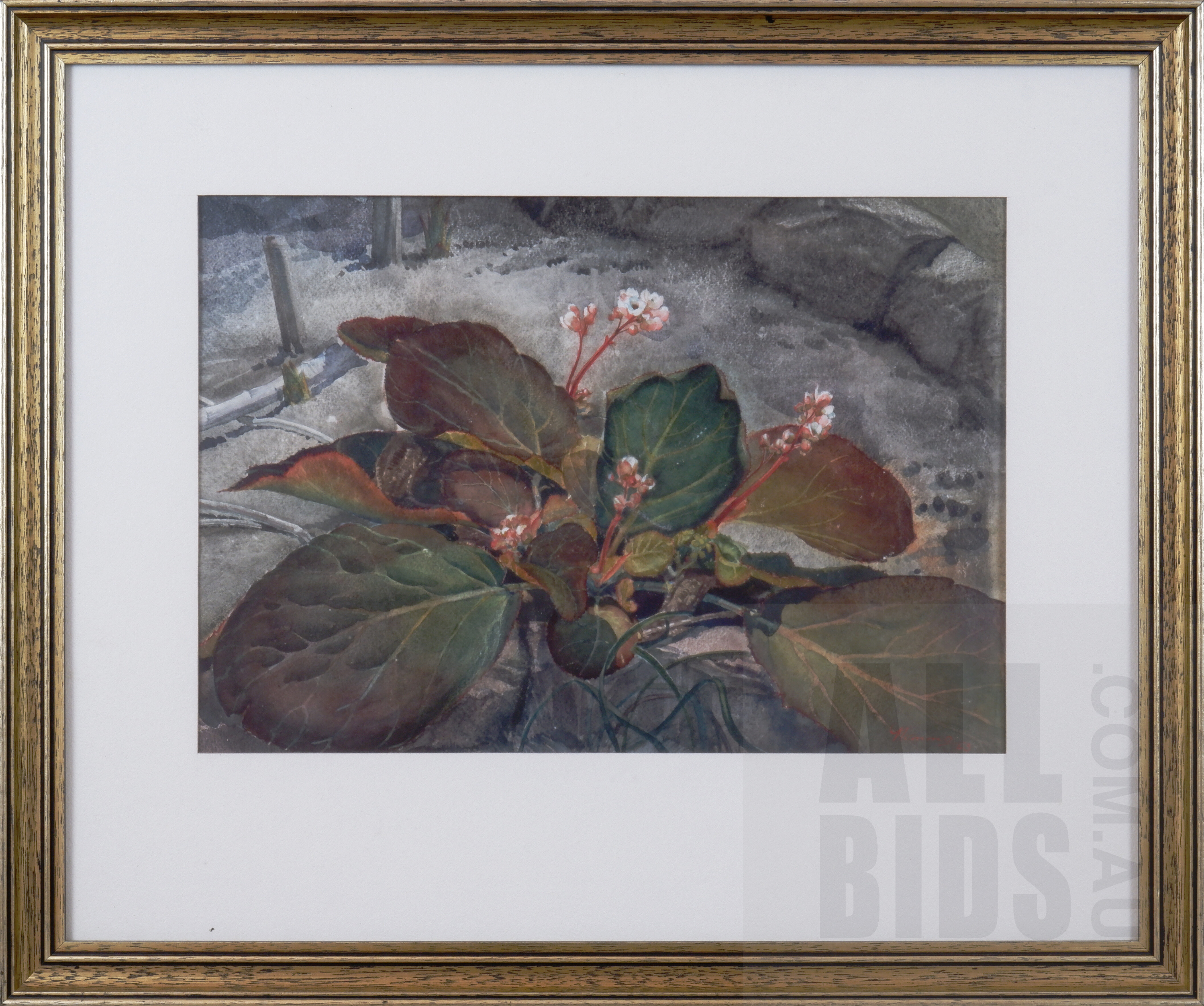 'Lorna Nimmo (born 1923), Untitled (Garden Landscape) 1943, Watercolour, 25 x 36 cm'