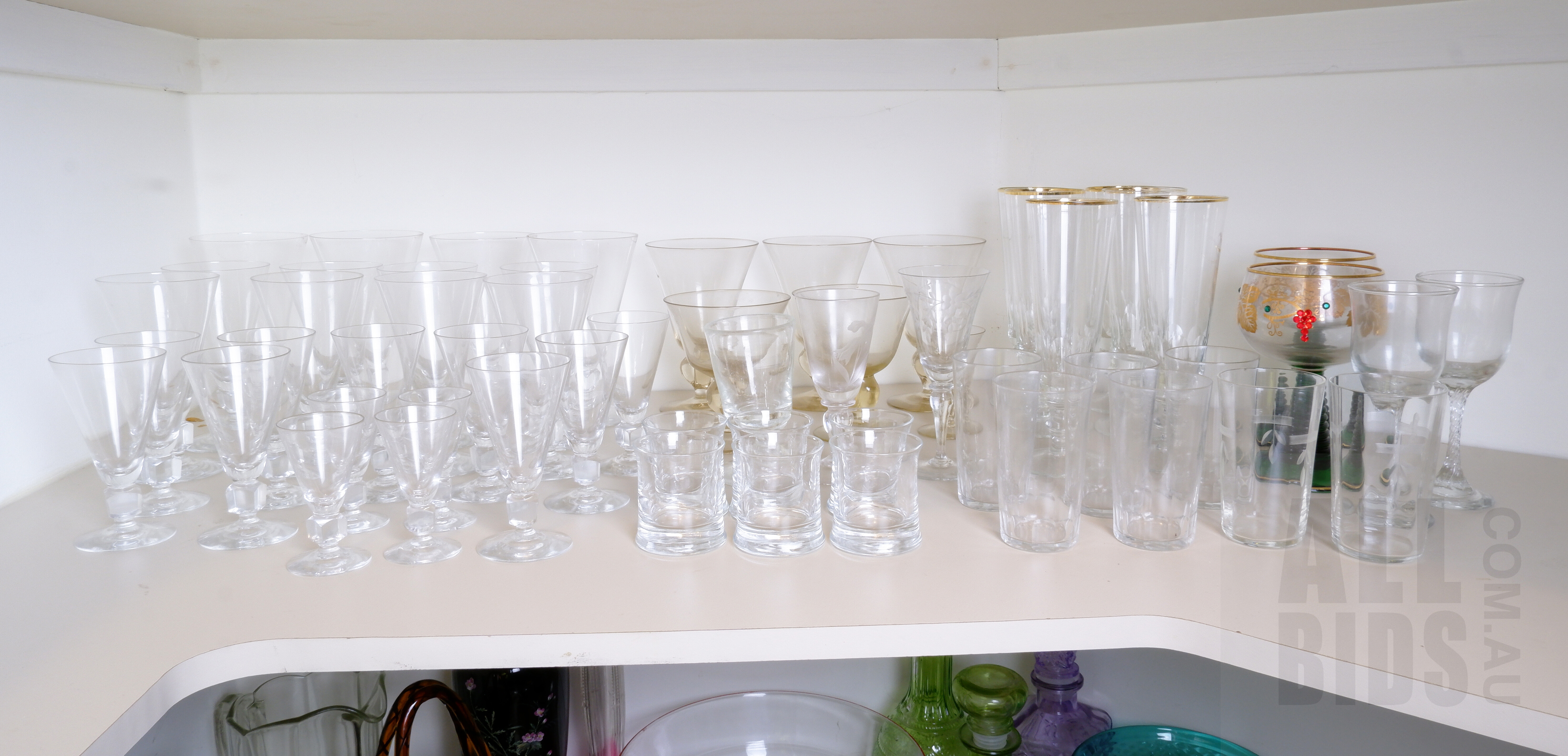 'Large Collection of Glass Stemware, Including Six Villeroy and Boch Champagne Glasses'