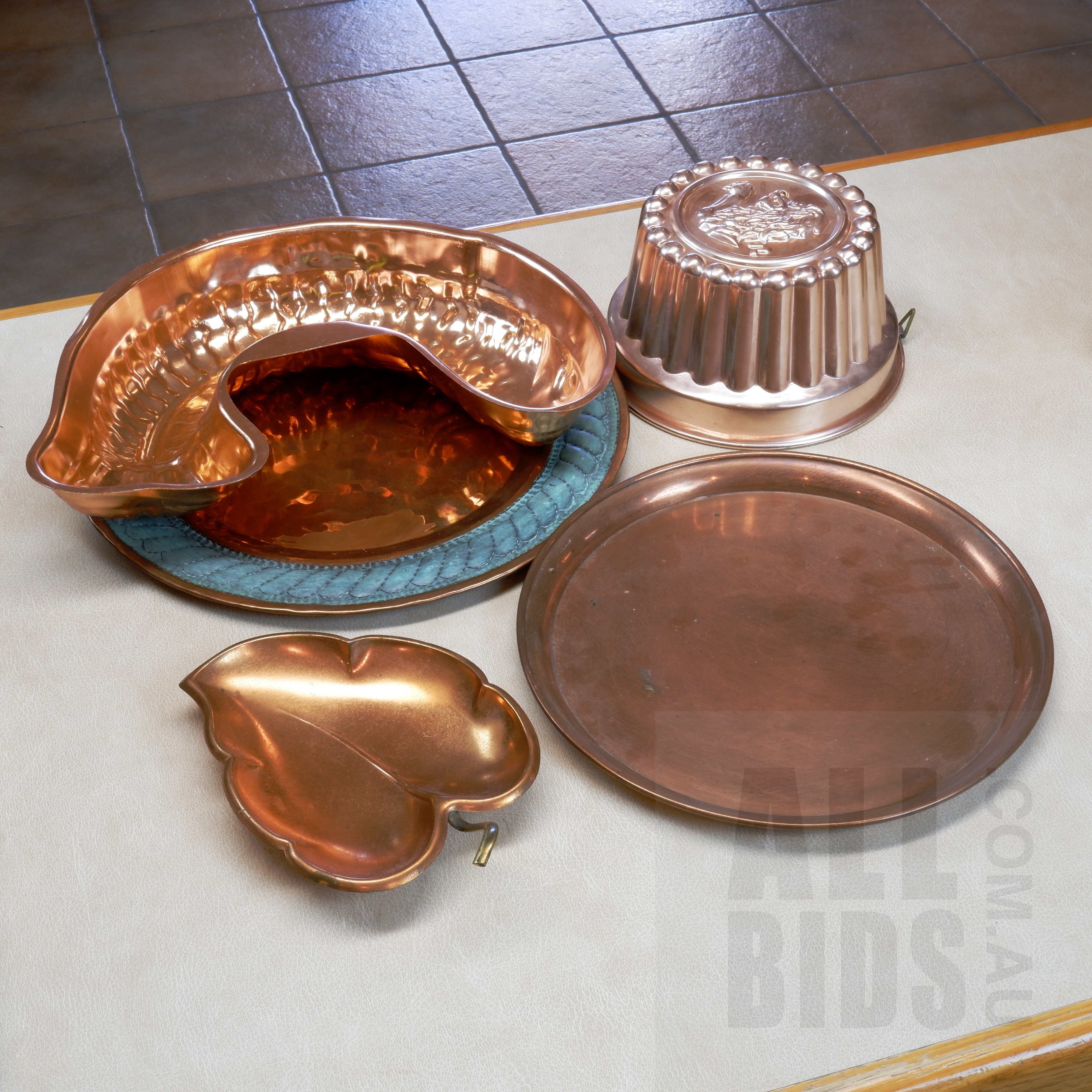 'Cast Metal Fish Form Mould, Brass Butlers Dish, Another Jelly Mould and More'