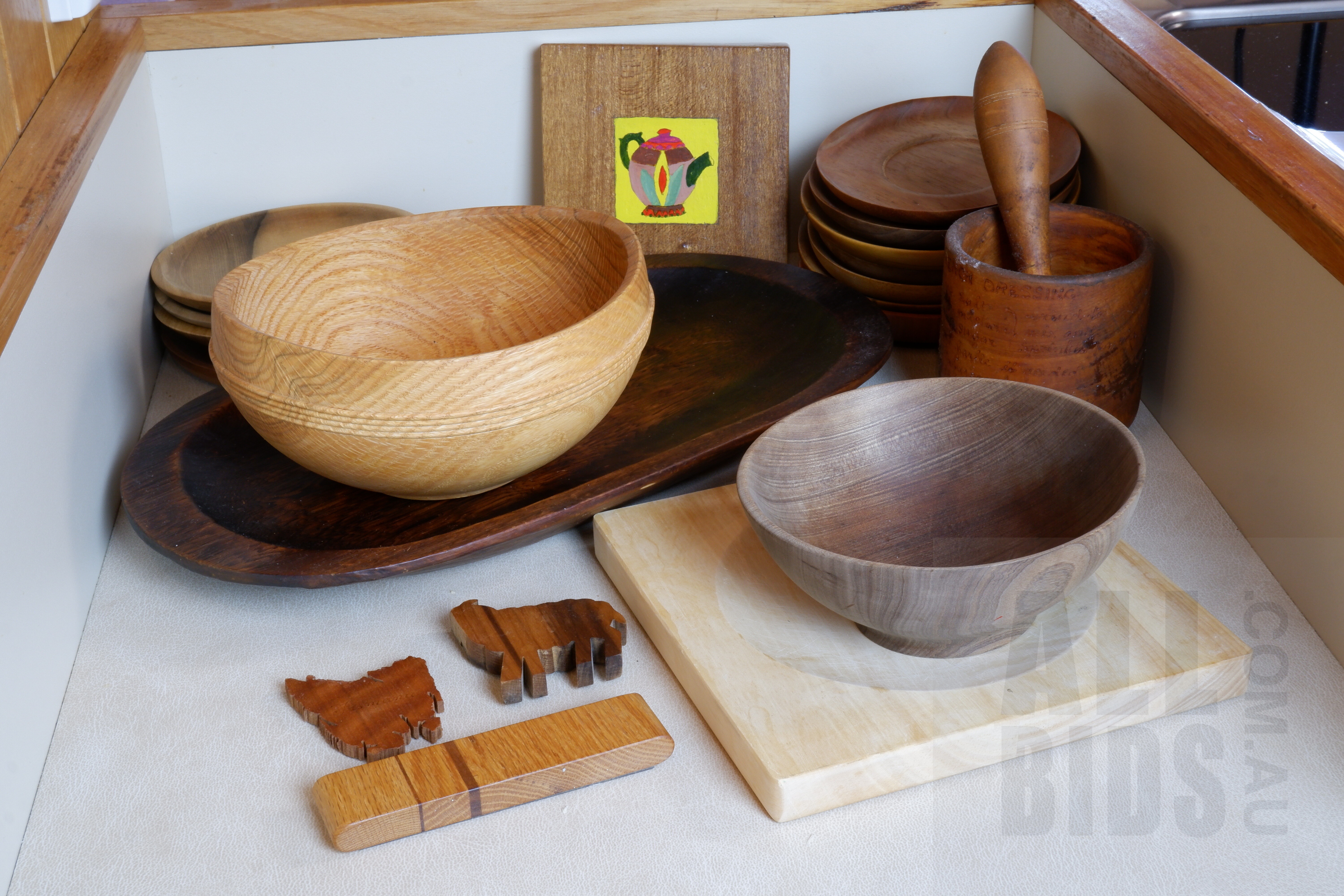 'Collection of Bespoke Timber Bowls and Serving Ware, Including Coachwood, Pin Oak, Sassafras and More'