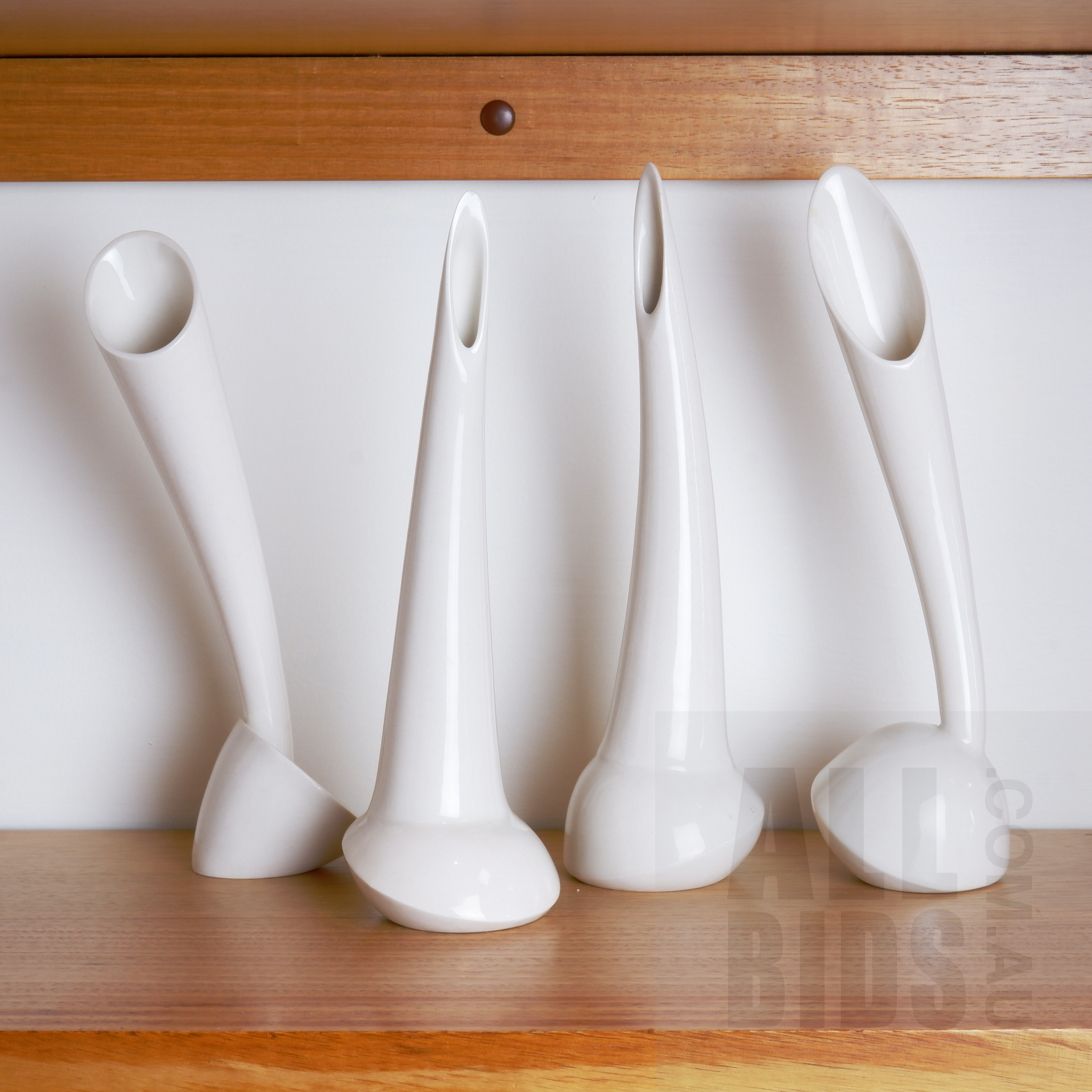 'Four Studio Ceramic Stem Vases'