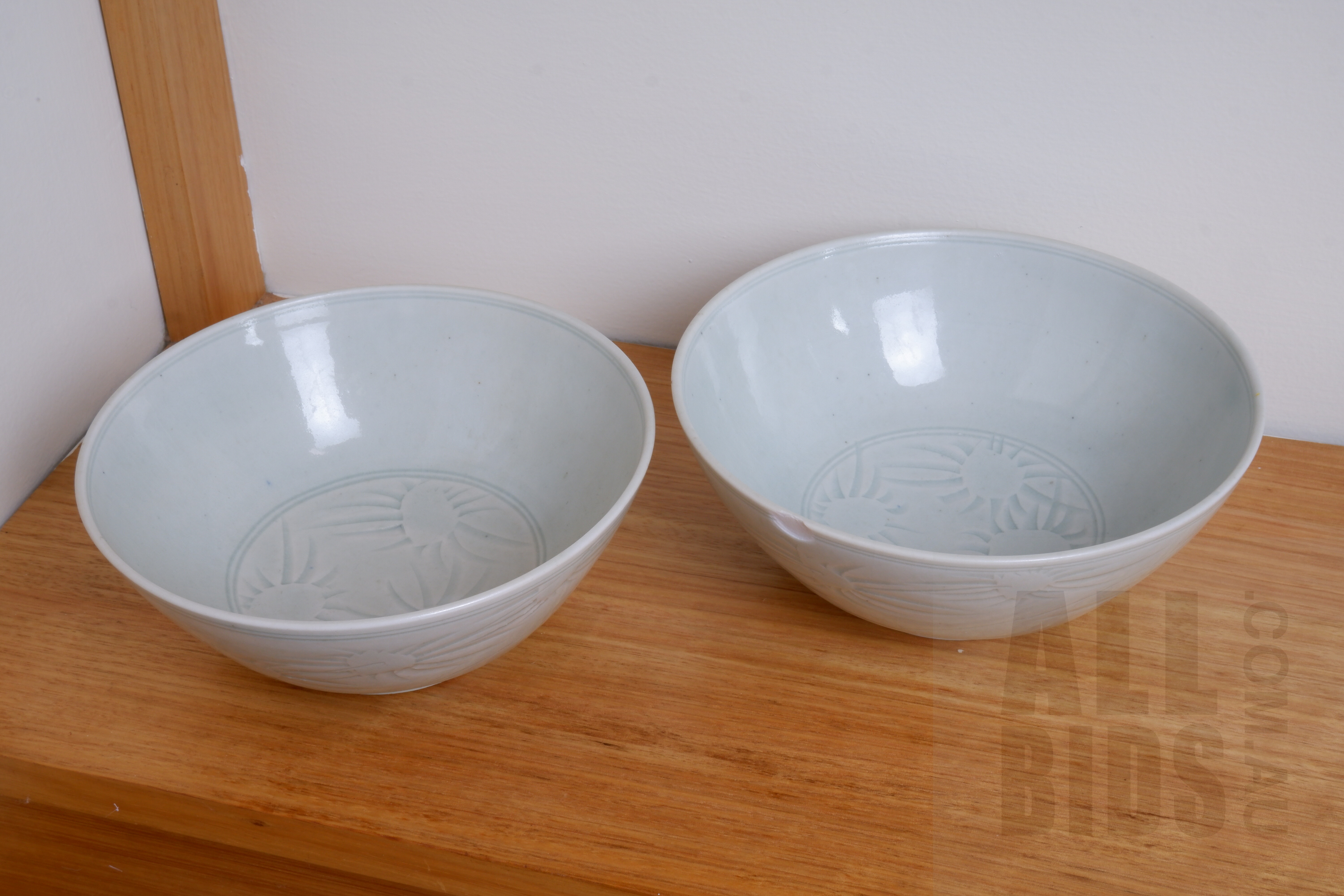 'Richard Brooks (1950-) Two Celadon Glazed Ceramic Bowls'