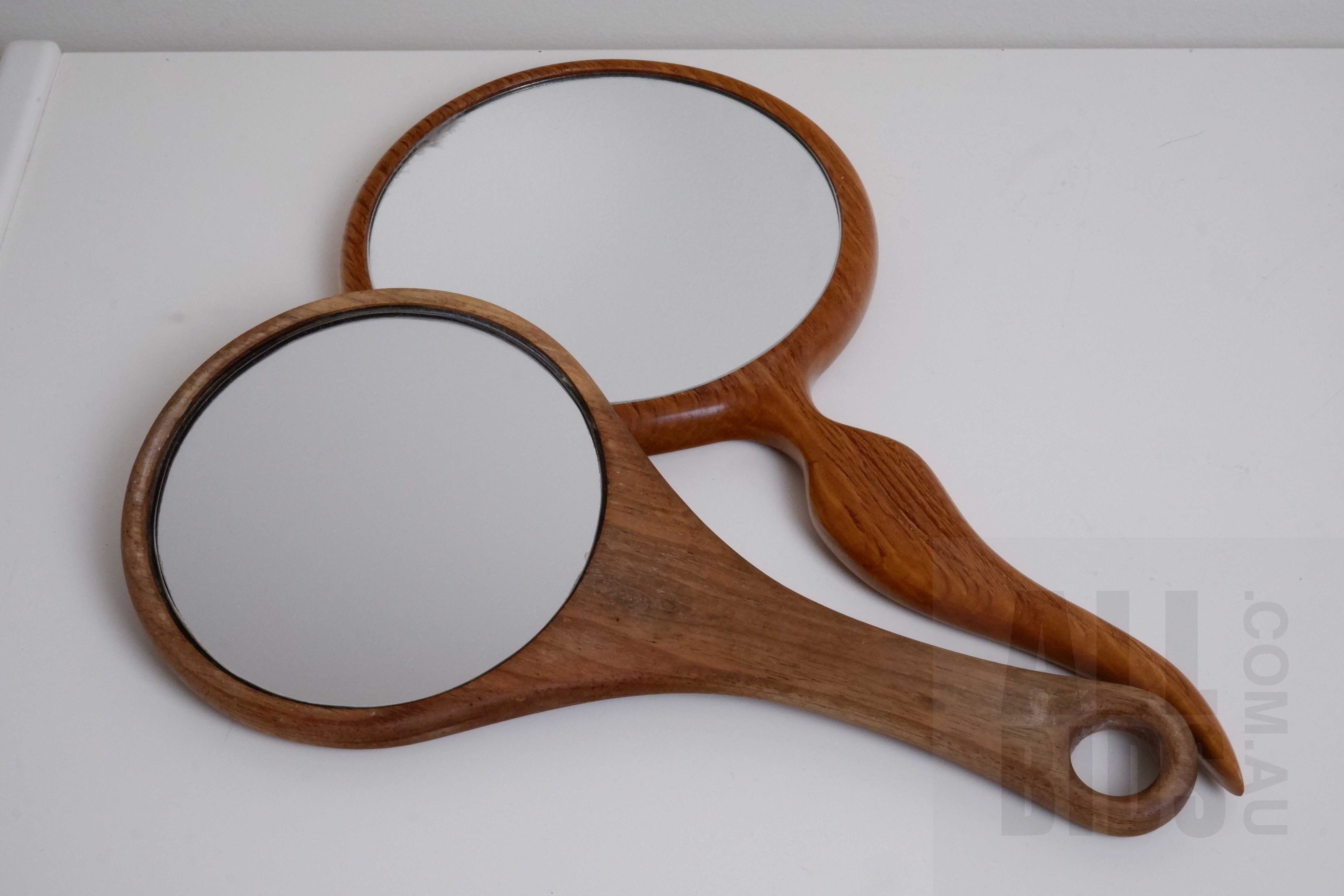 'Two Bespoke Carved Australian Hardwood Mirrors'