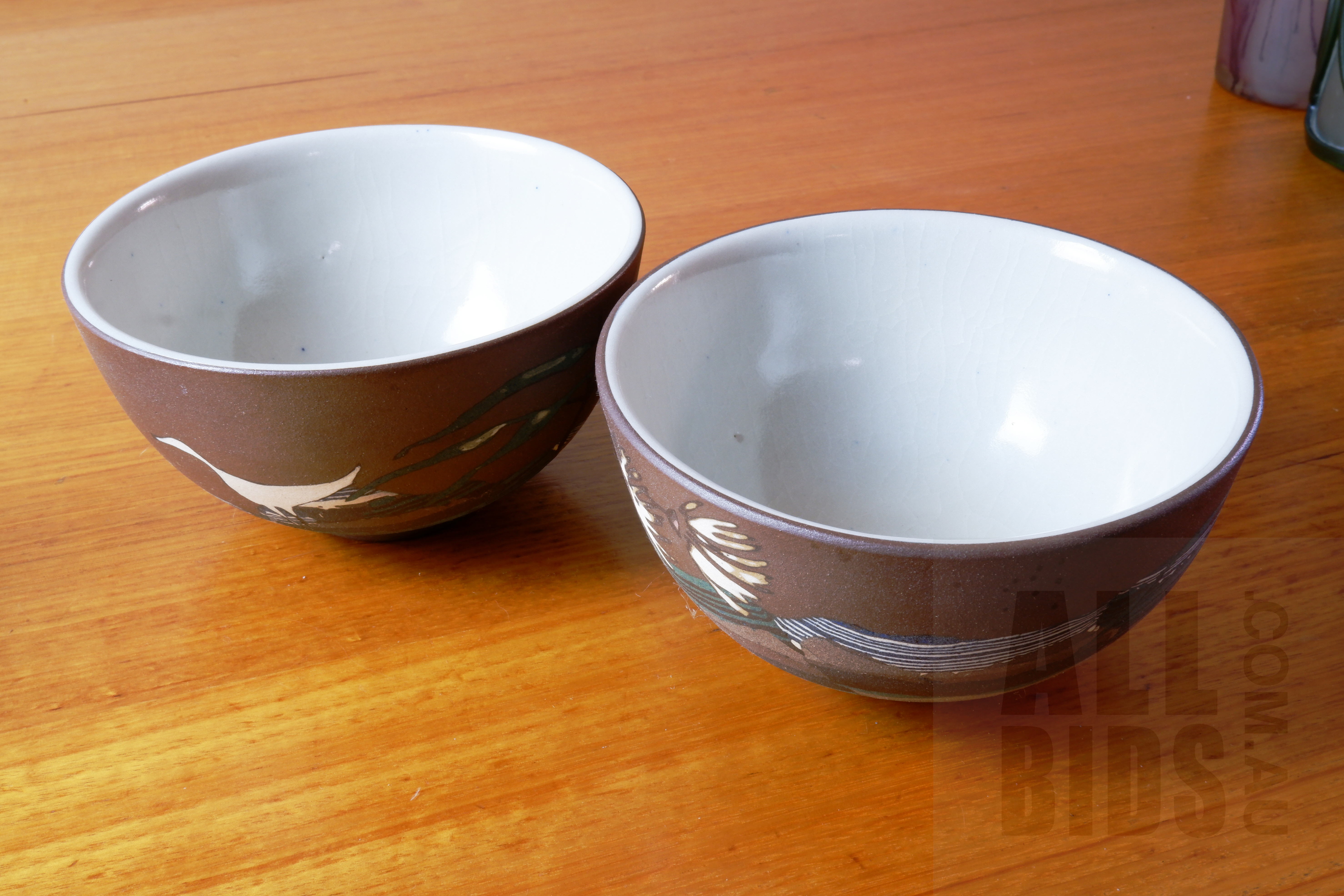 'Sony Manning (1949- ) Two Studio Ceramic Inlaid Pottery Bowls'