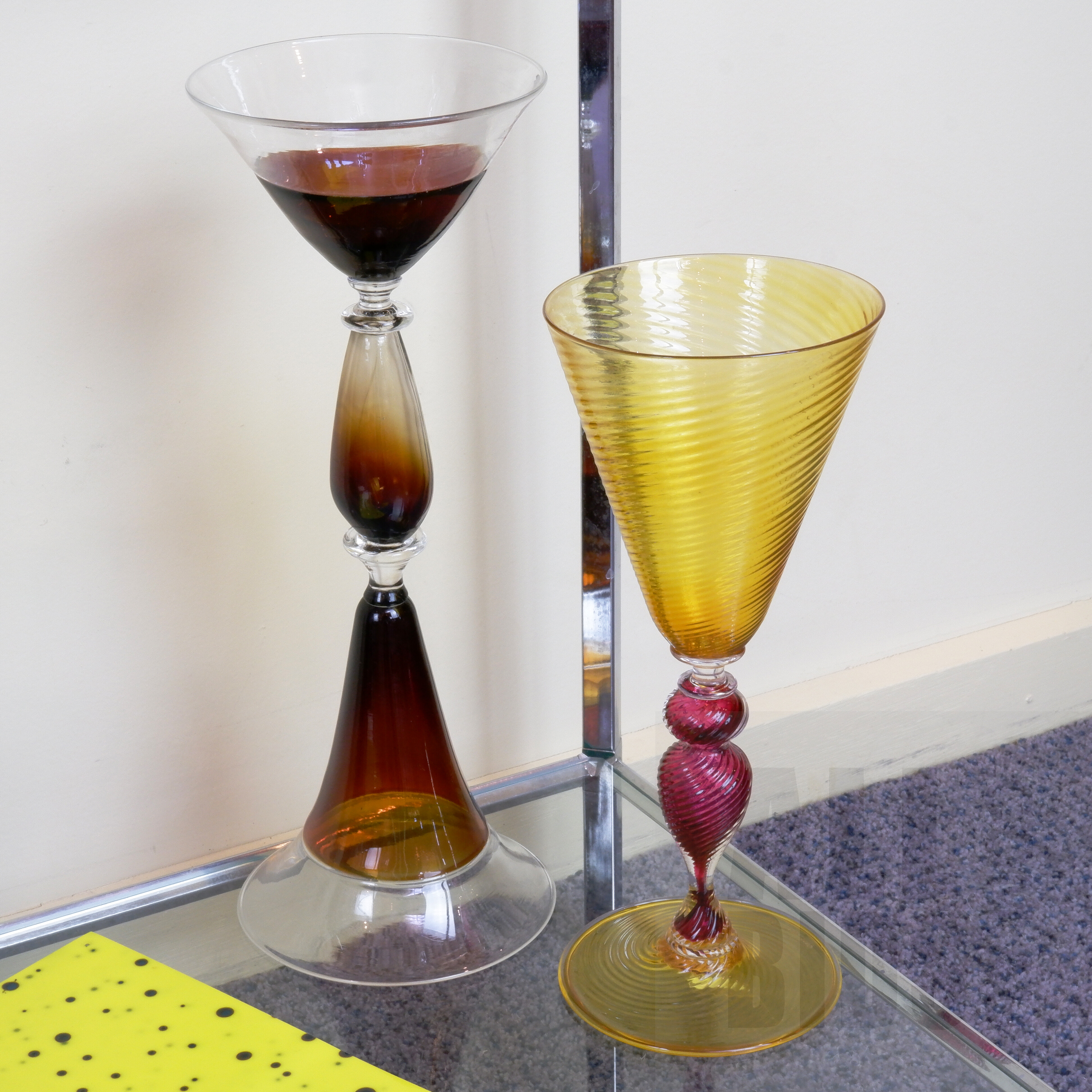 'Benjamin Edols Studio Glass Wine Goblet and Another Studio Glass Goblet'