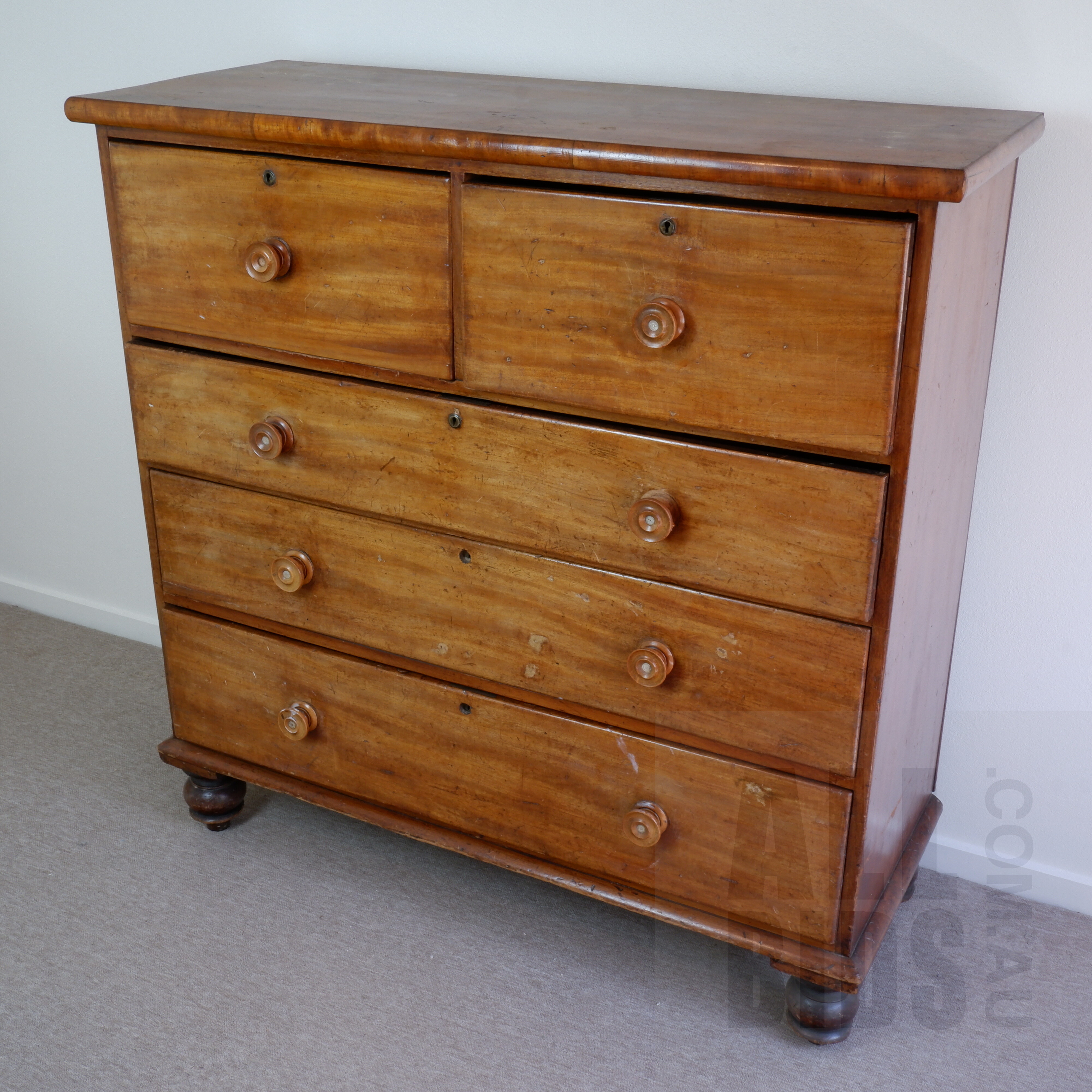 'Antique Australian Full Cedar Chest of Drawers, Including Dust Linings and Backboard, Mid 19th Century'