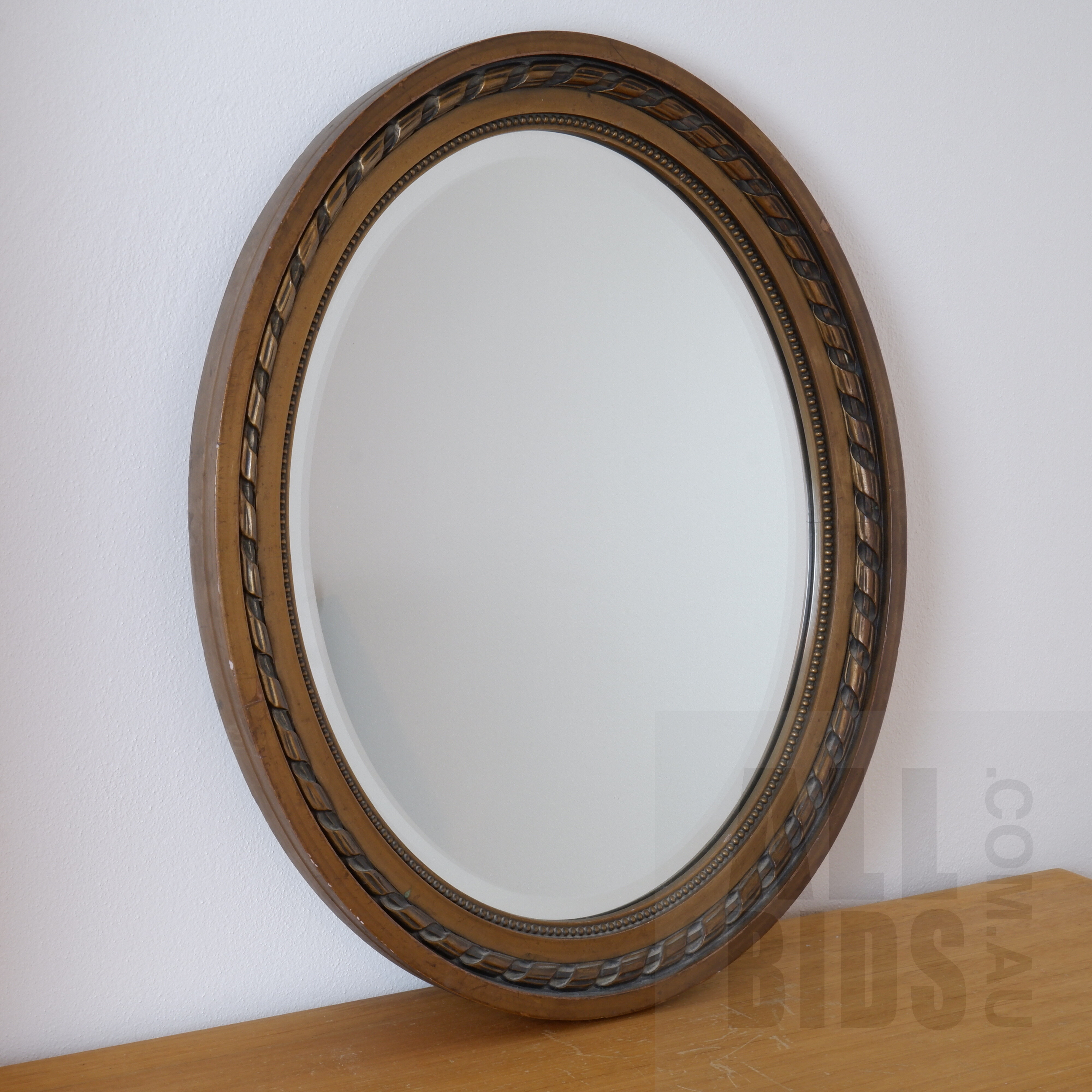'Antique Giltwood Bevelled Glass Mirror, Circa 1920s'