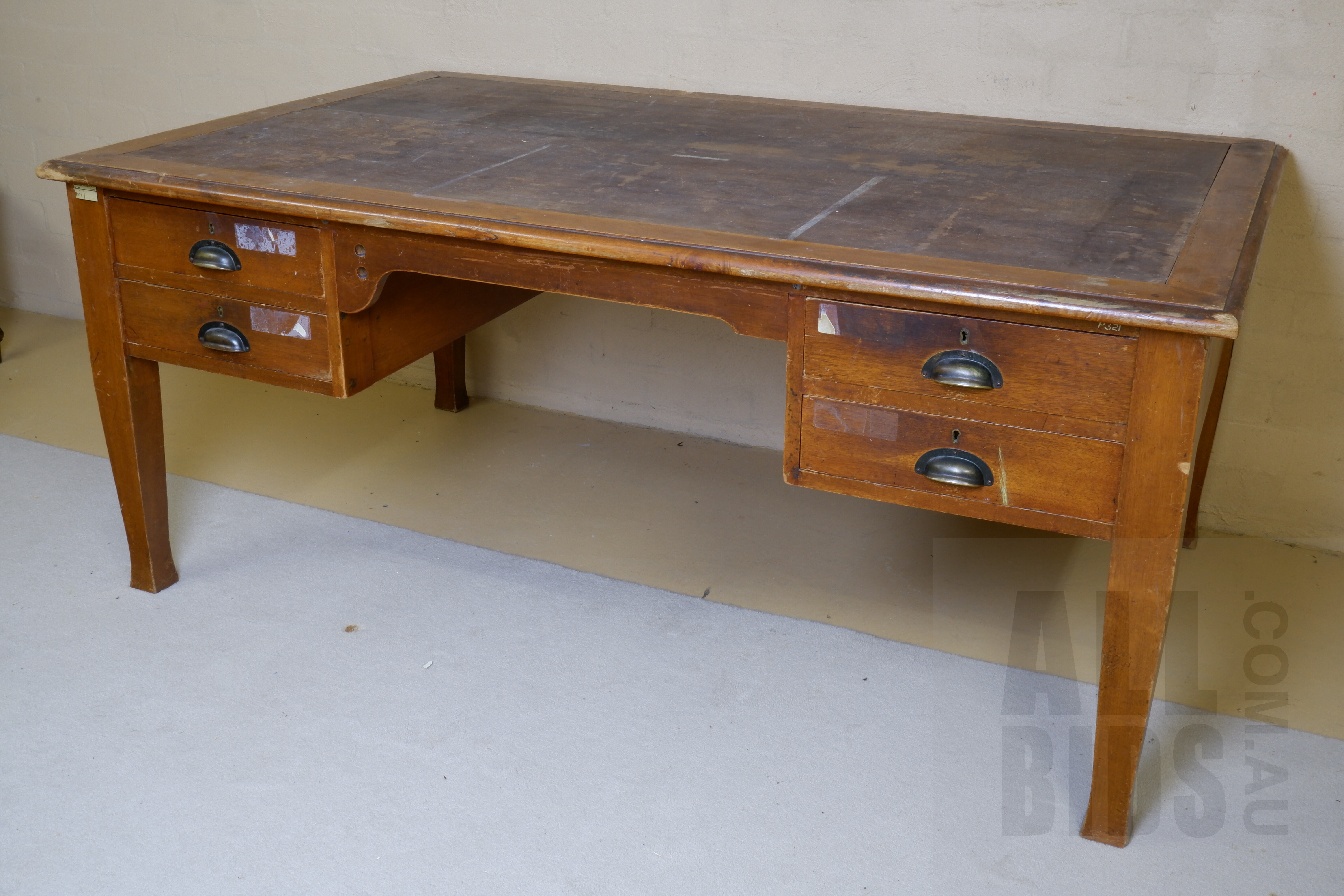 'Large Antique Maple Four Drawer Desk, Circa 1920s'