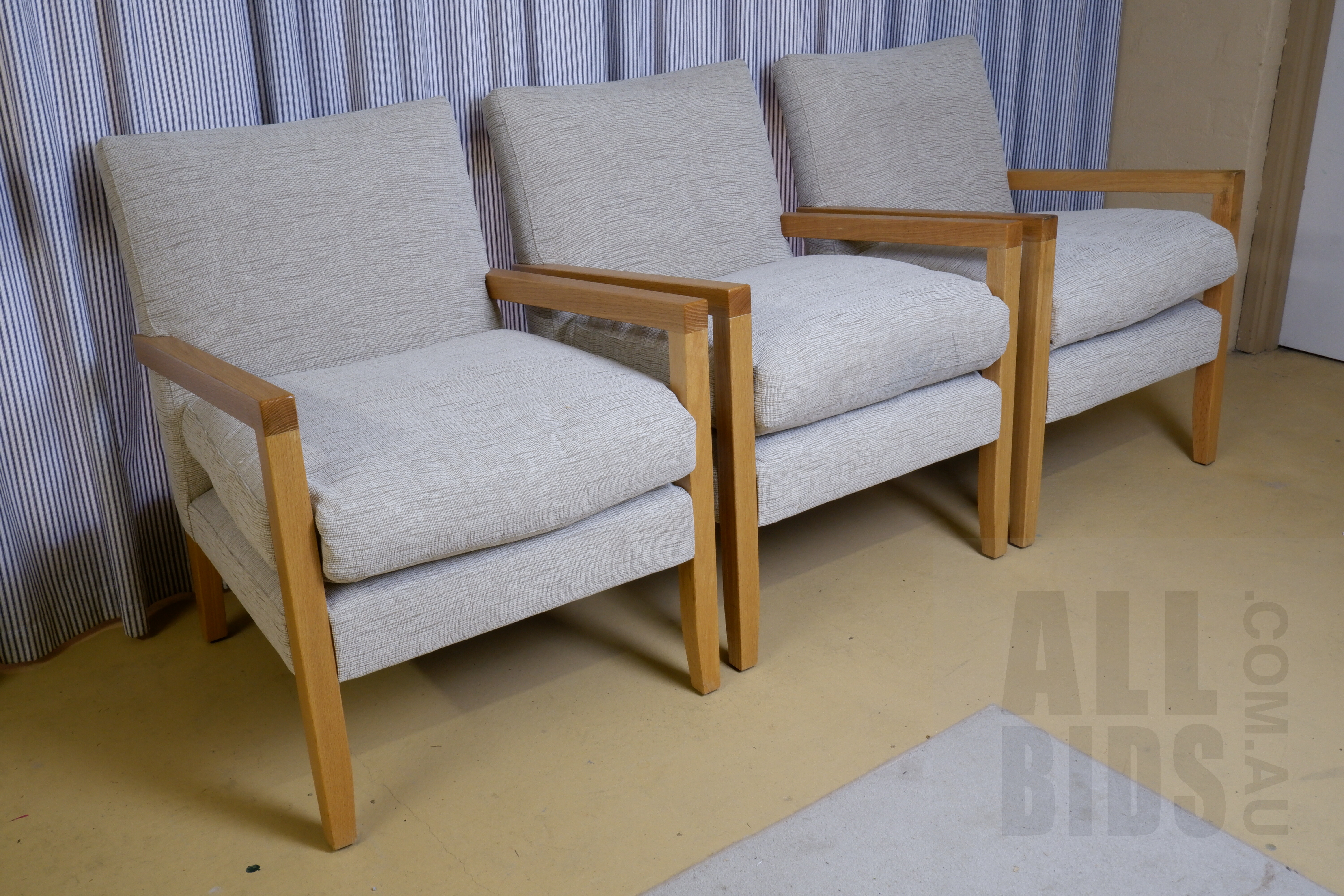 'Three Contemporary Ash Framed Armchairs'